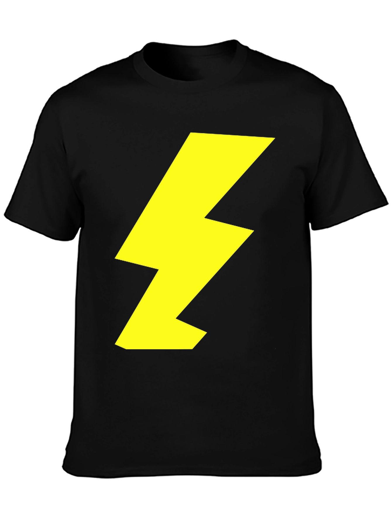 Lightning Bolt Graphic Tee - Black Cotton Shirt