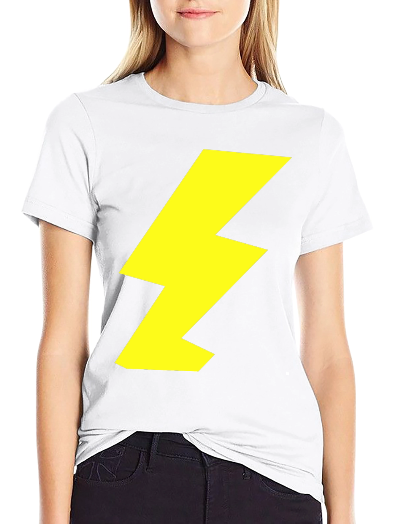 Lightning Bolt Graphic Tee - Black Cotton Shirt
