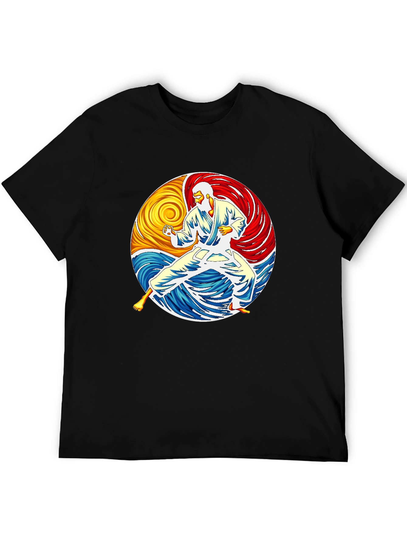 Karate Yin Yang Graphic Black T-Shirt