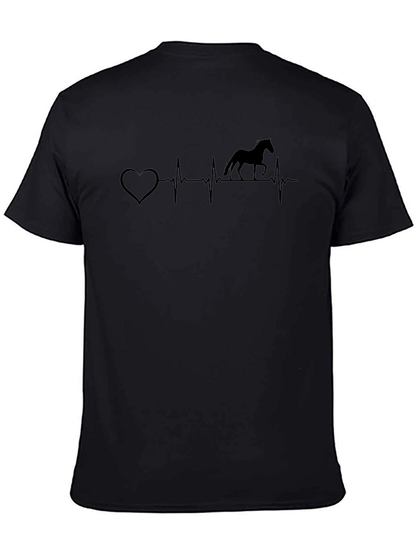 Heartbeat Horse Silhouette Black T-Shirt