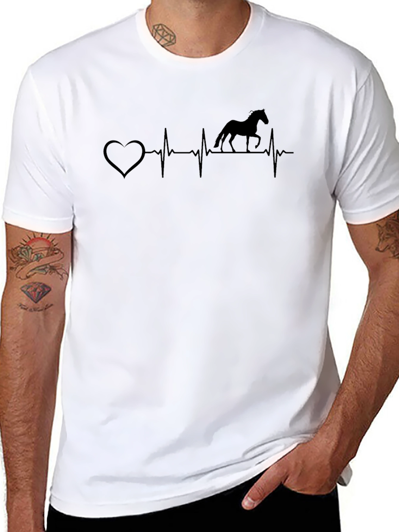 Heartbeat Horse Silhouette Black T-Shirt