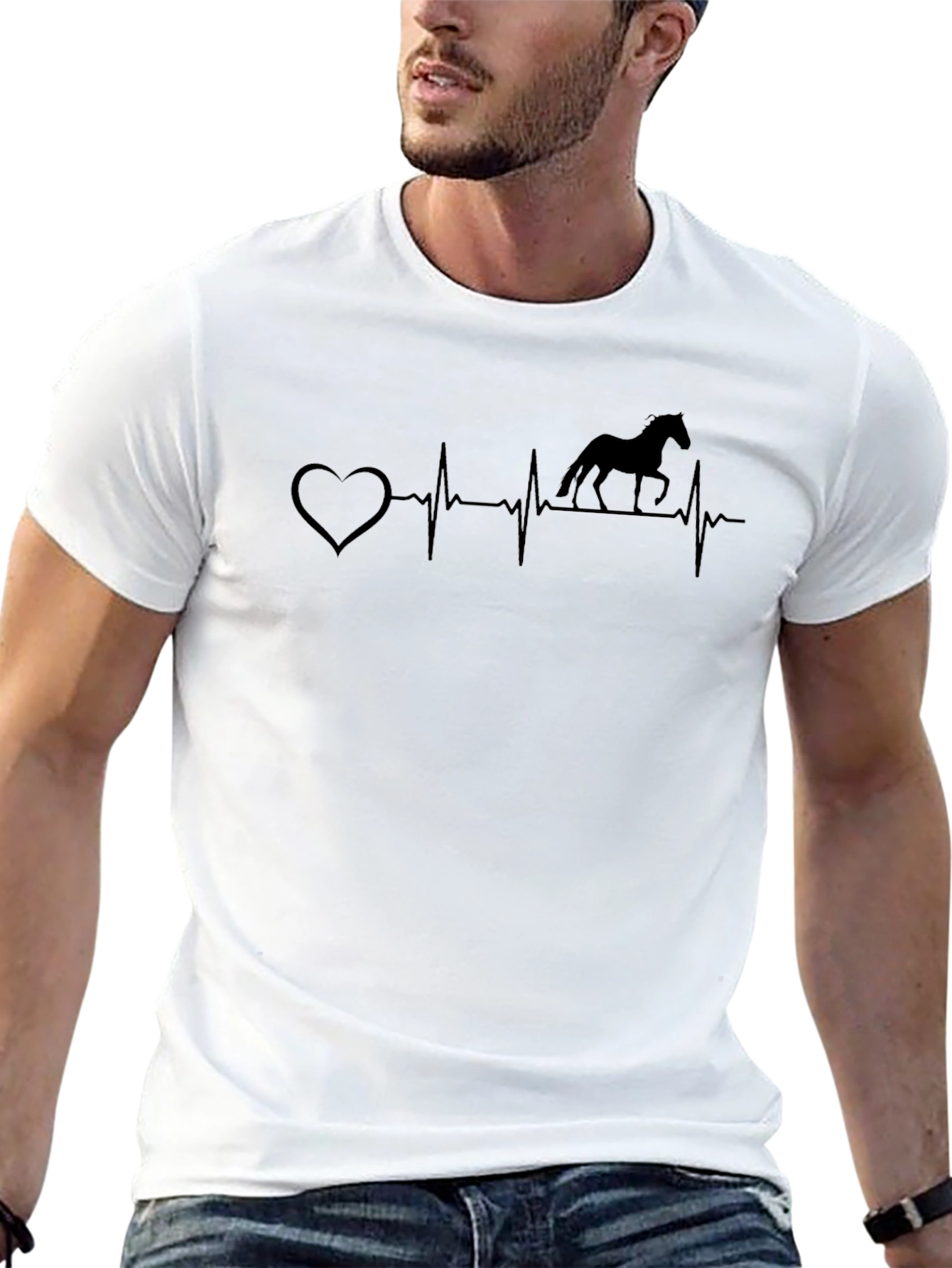 Heartbeat Horse Silhouette Black T-Shirt