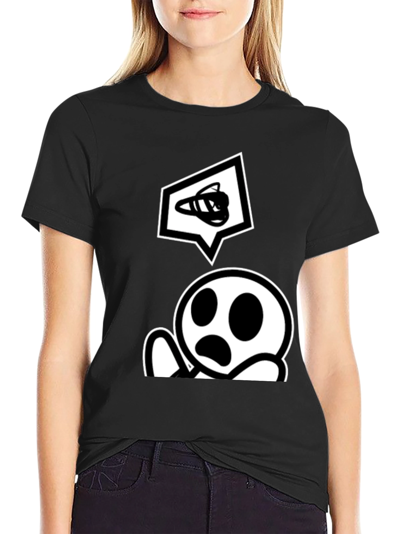 Cartoon Graphic T-Shirt - Classic Black Tee