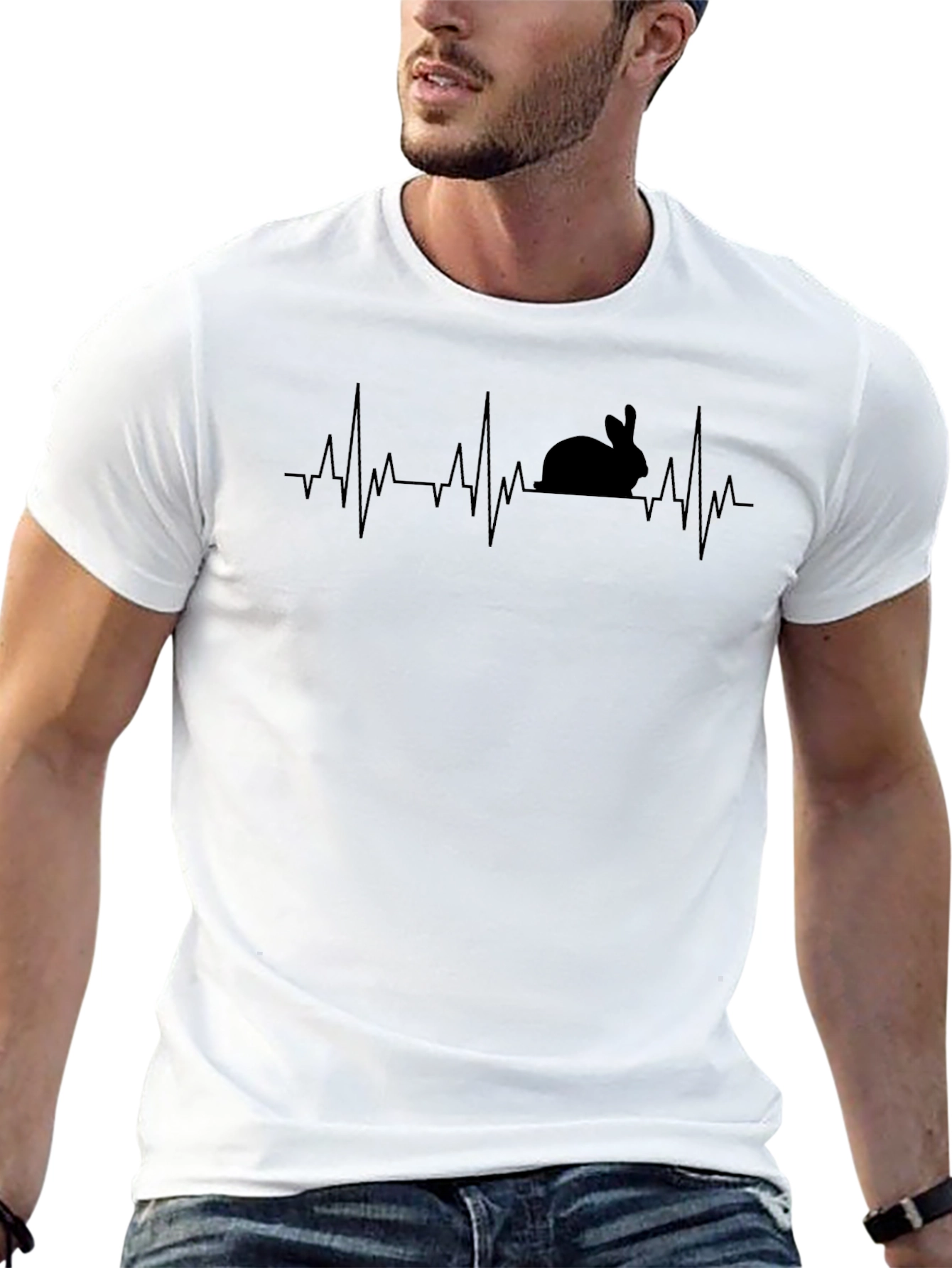 Rabbit Heartbeat T-Shirt - Quirky Animal Lover Tee