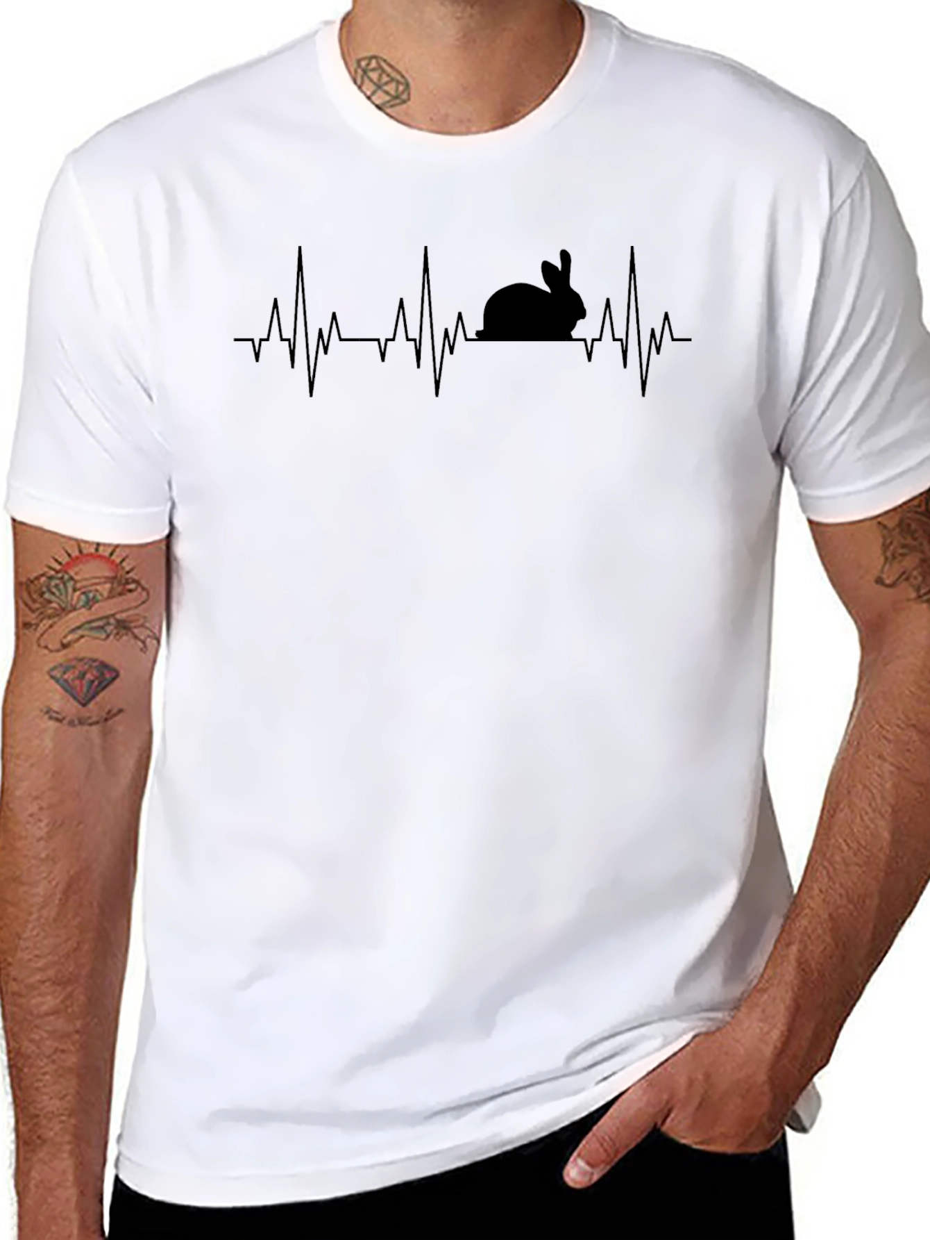 Rabbit Heartbeat T-Shirt - Quirky Animal Lover Tee