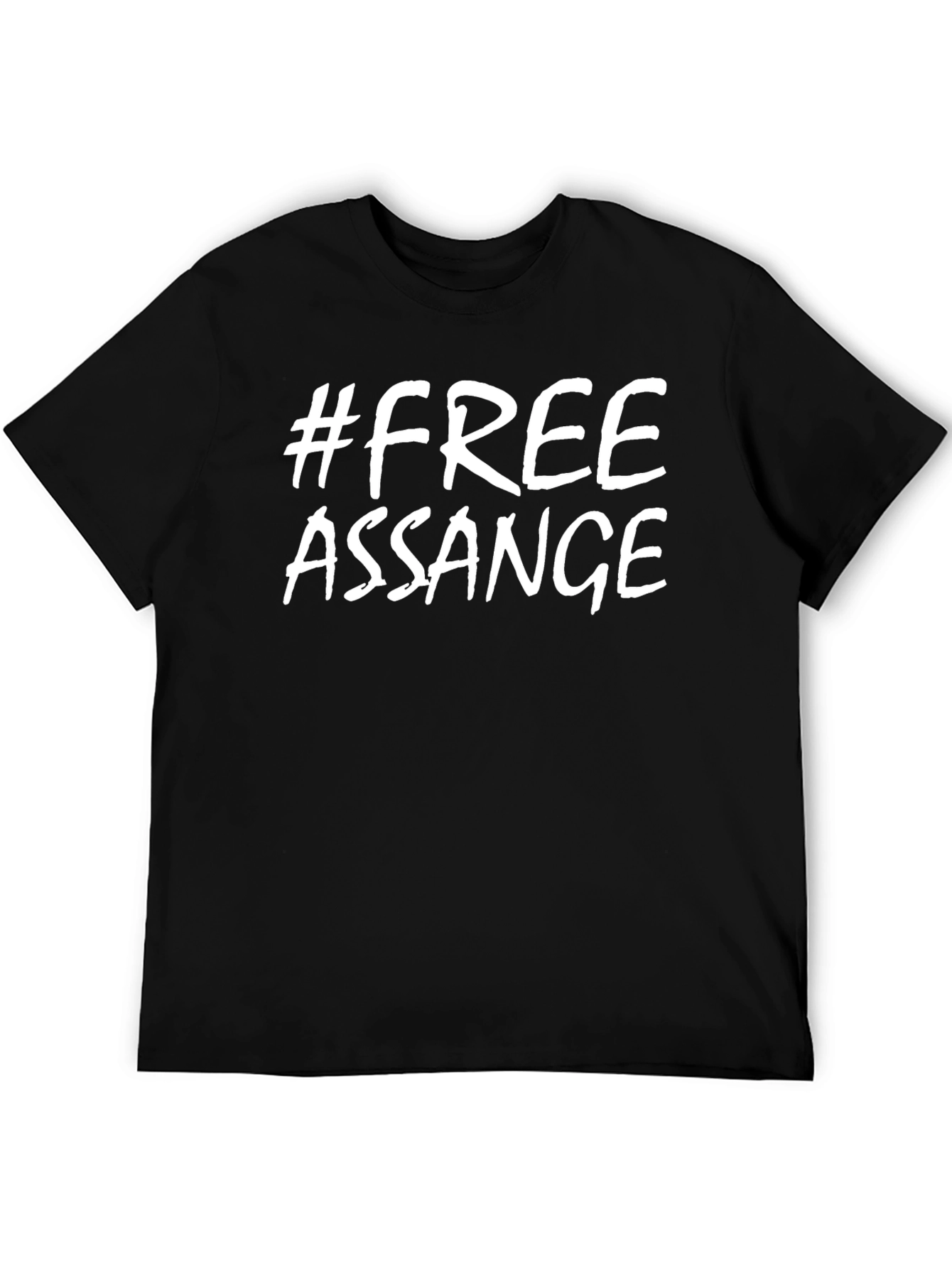 Free Assange Graphic Tee - Black Crew Neck T-Shirt