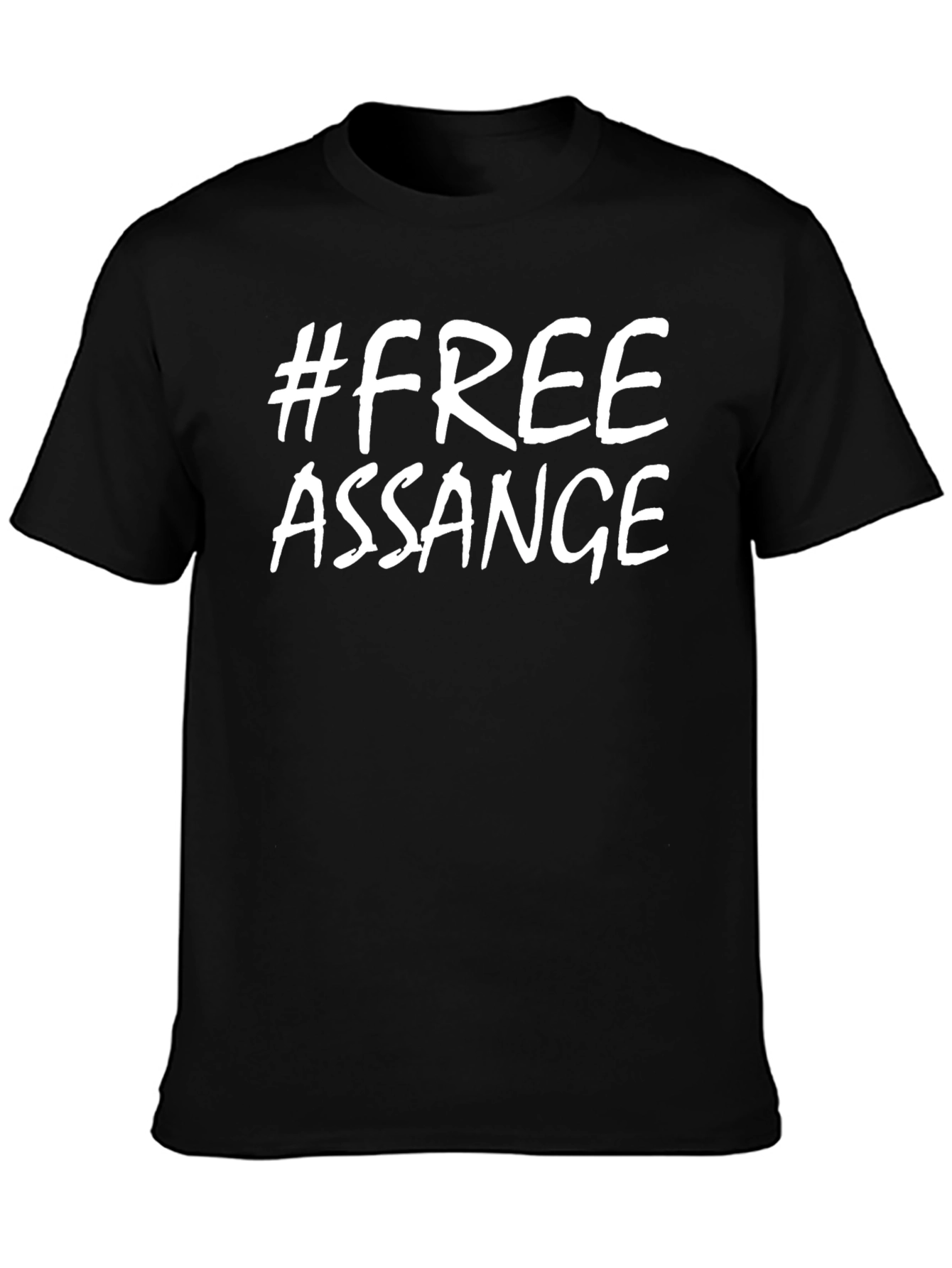 Free Assange Graphic Tee - Black Crew Neck T-Shirt
