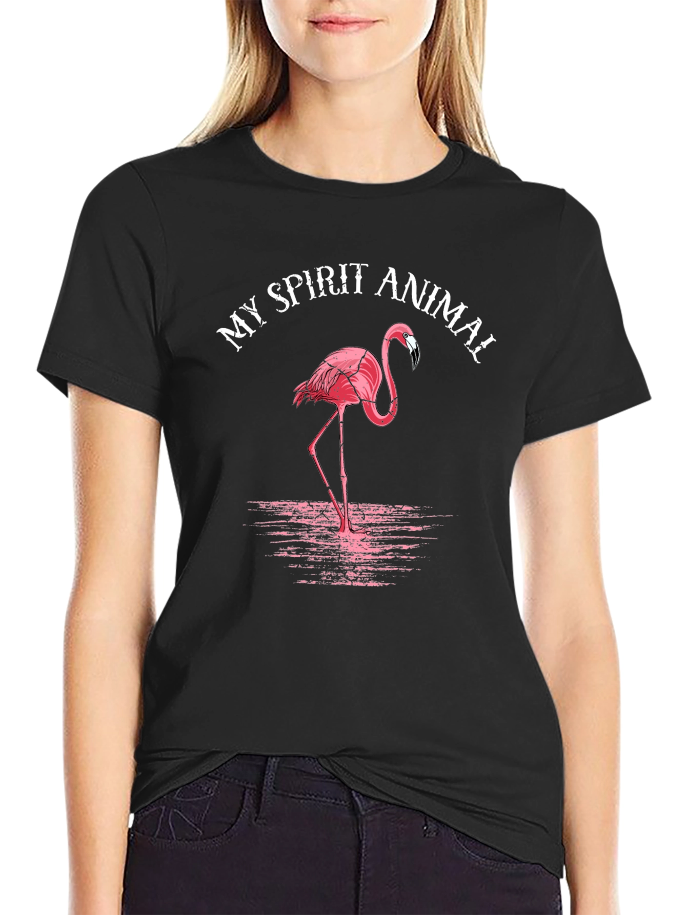 My Spirit Animal Flamingo T-Shirt Black Graphic Tee