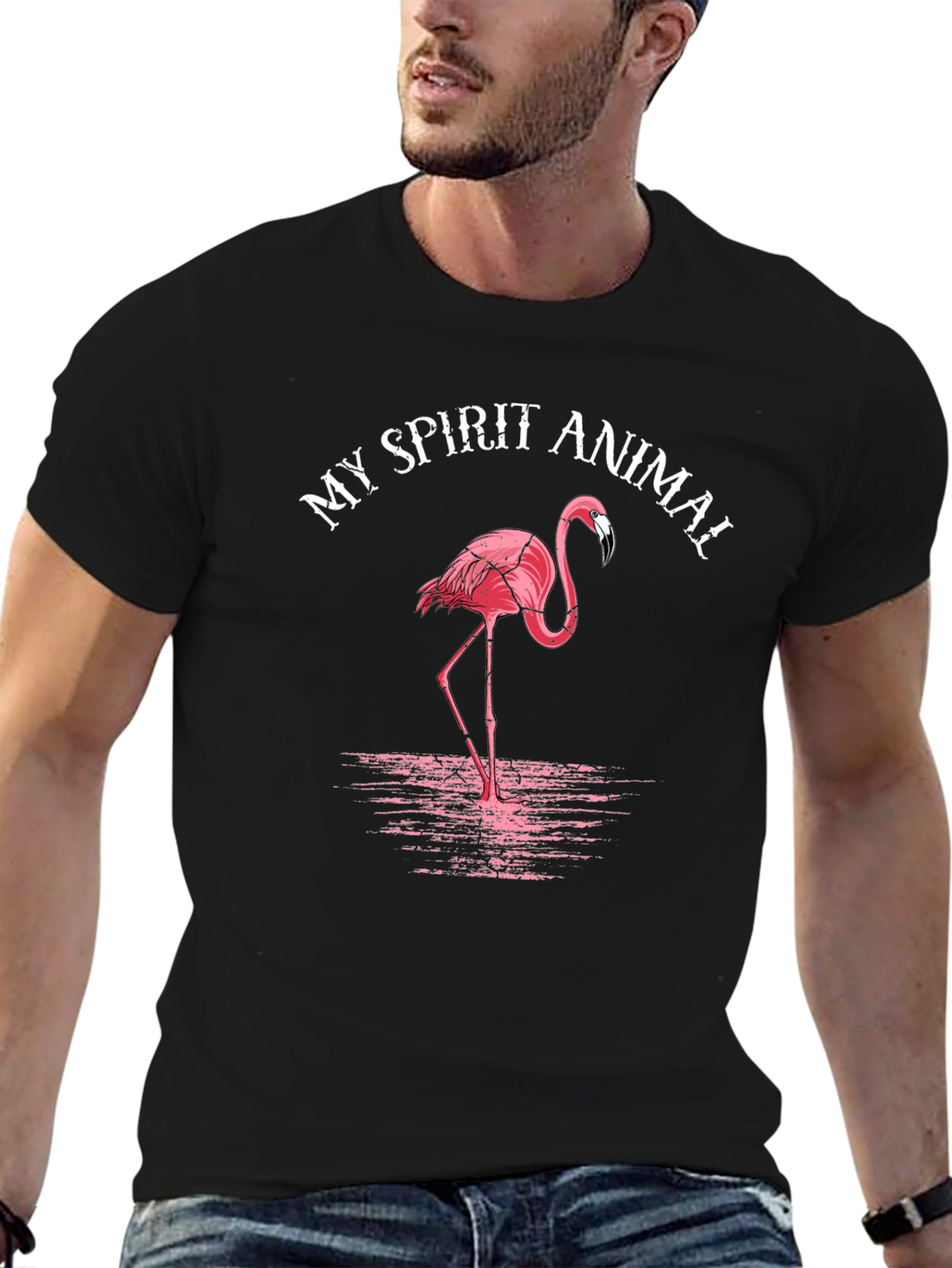 My Spirit Animal Flamingo T-Shirt Black Graphic Tee
