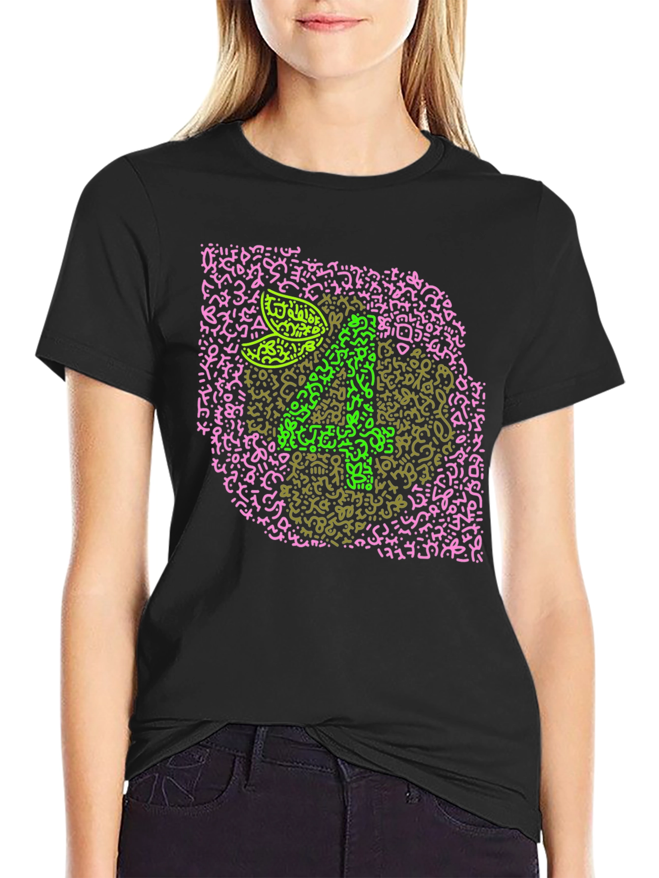 Eye Test Chart Tee - Black Crew Neck T-Shirt