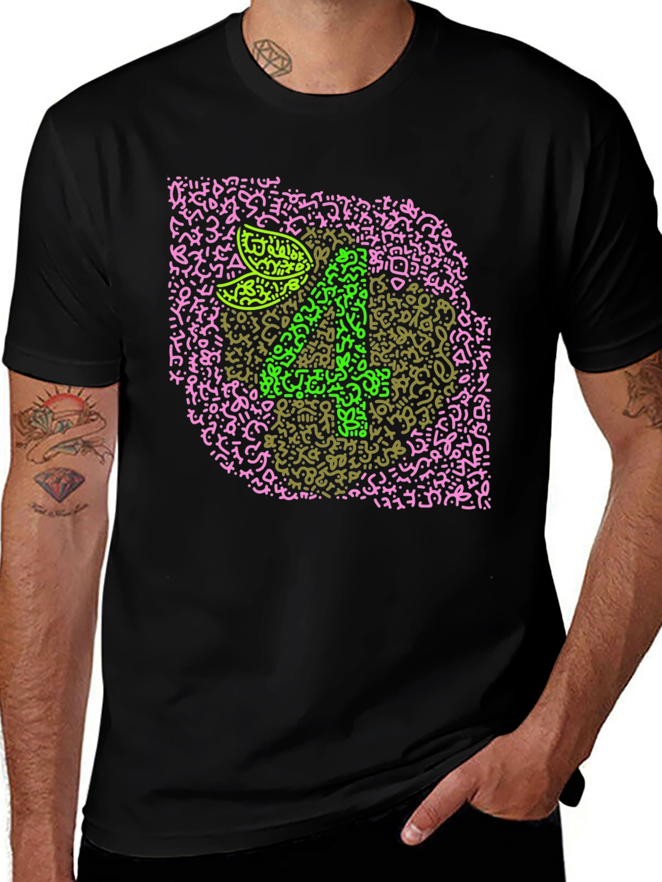 Eye Test Chart Tee - Black Crew Neck T-Shirt