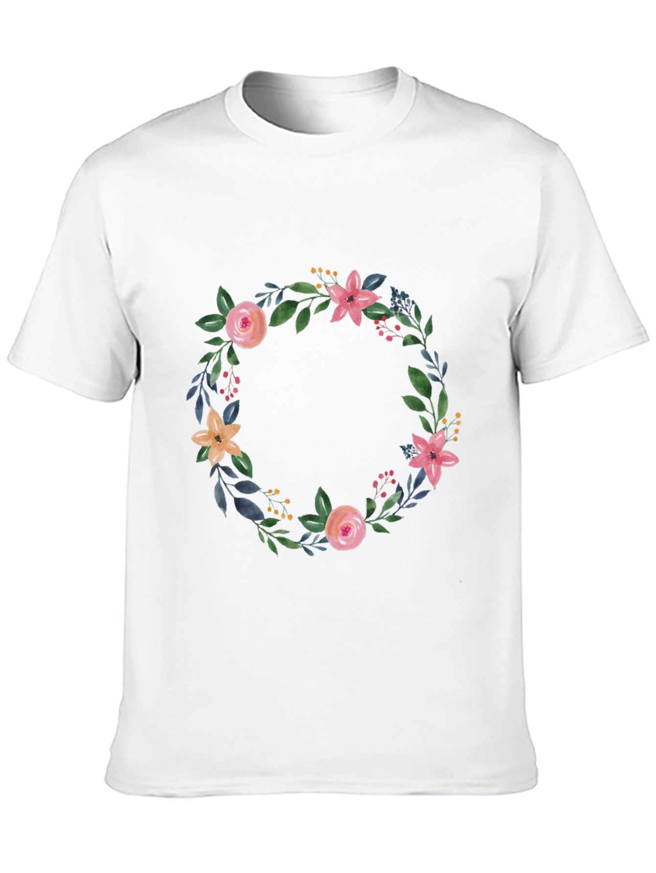 Floral Wreath Graphic Black T-Shirt