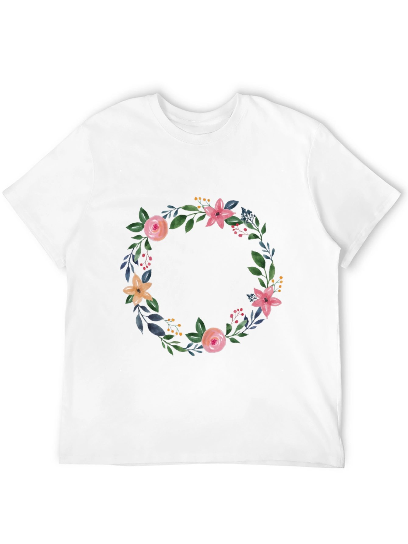 Floral Wreath Graphic Black T-Shirt