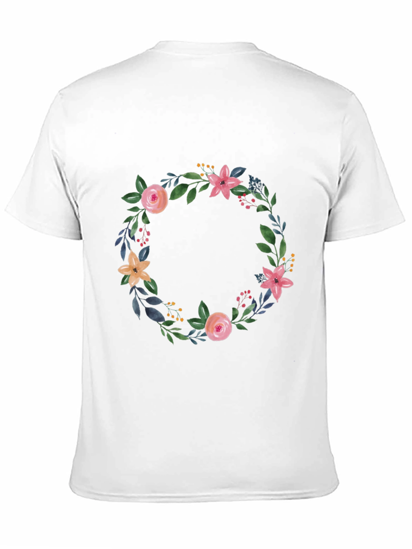 Floral Wreath Graphic Black T-Shirt