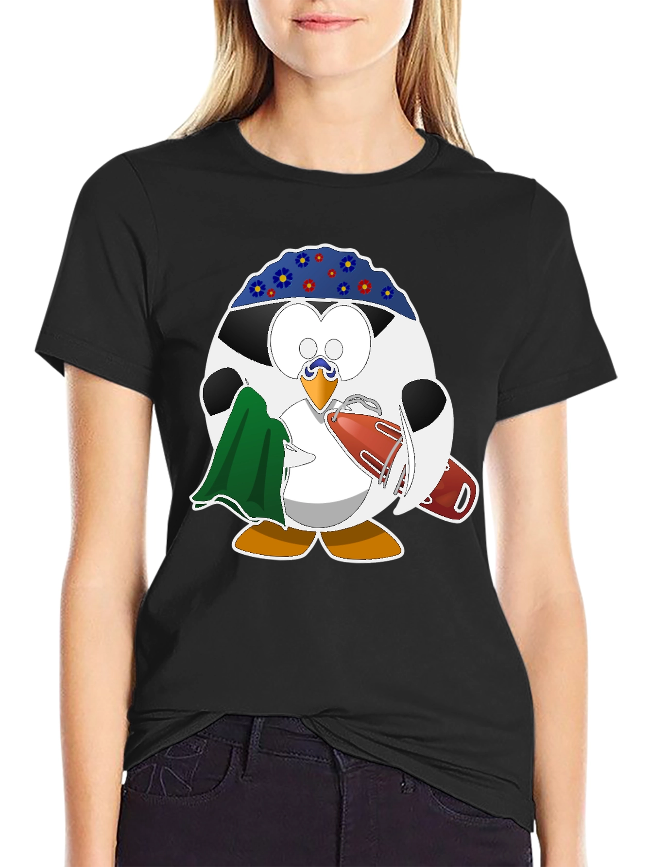 Lifeguard Penguin Graphic T-Shirt - Black