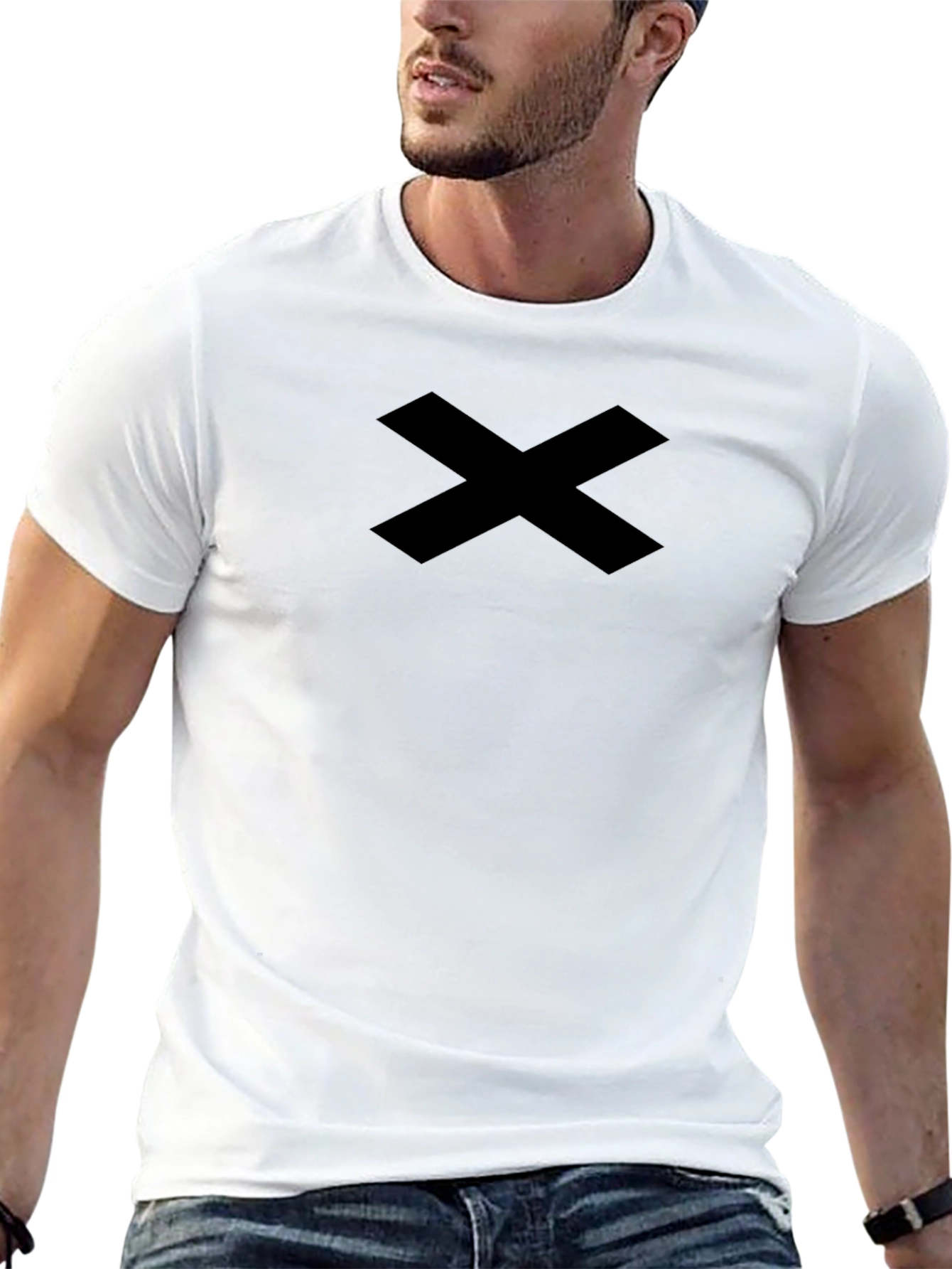 Black Graphic Tee - Bold X Design