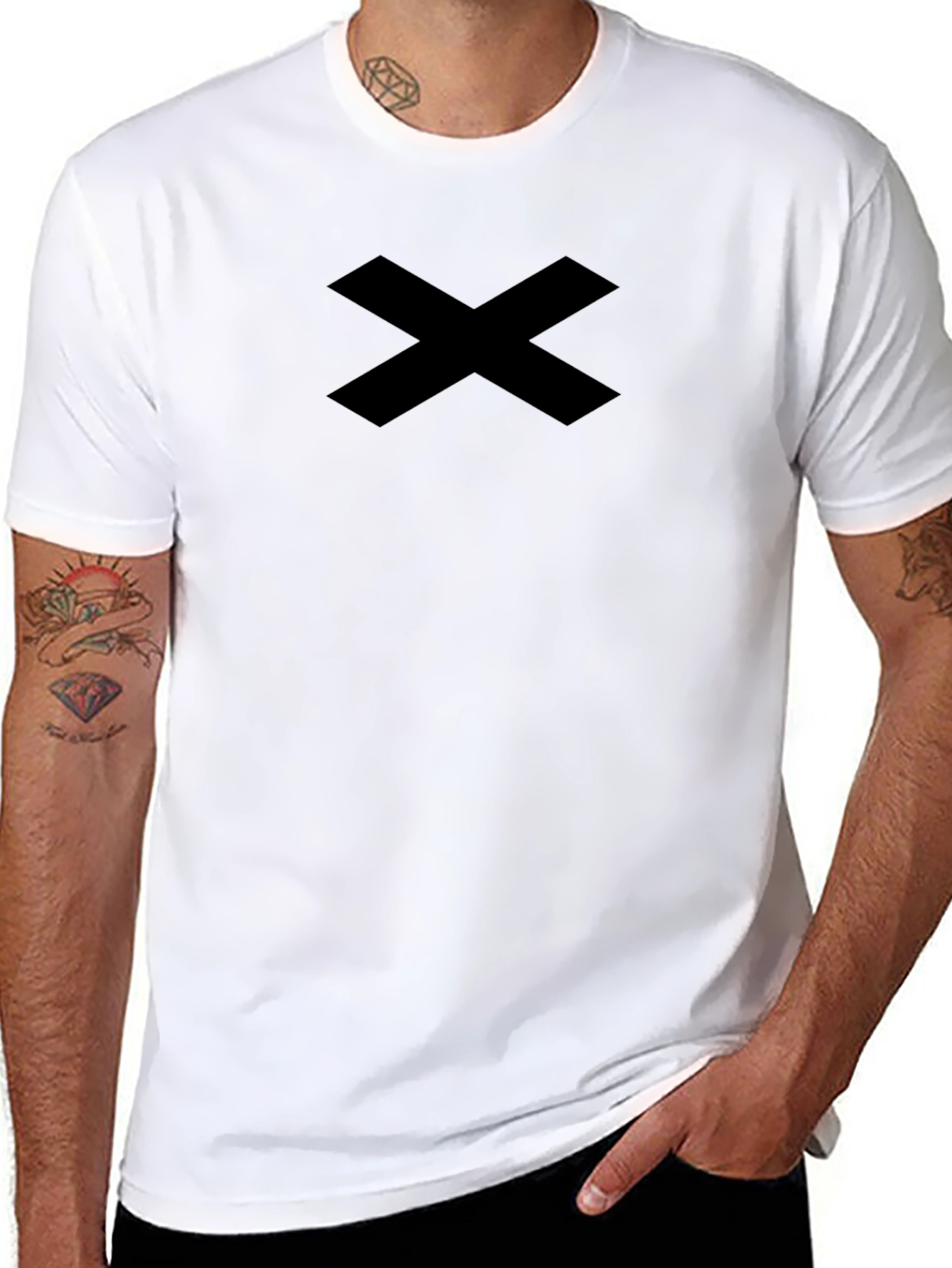 Black Graphic Tee - Bold X Design