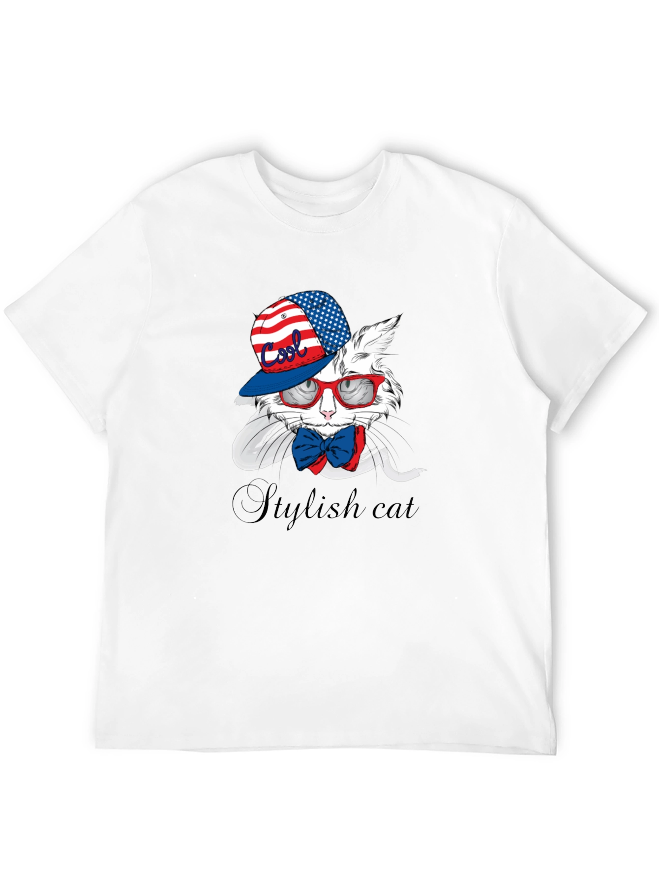 Cool Stylish Cat T-Shirt - Patriotic Design