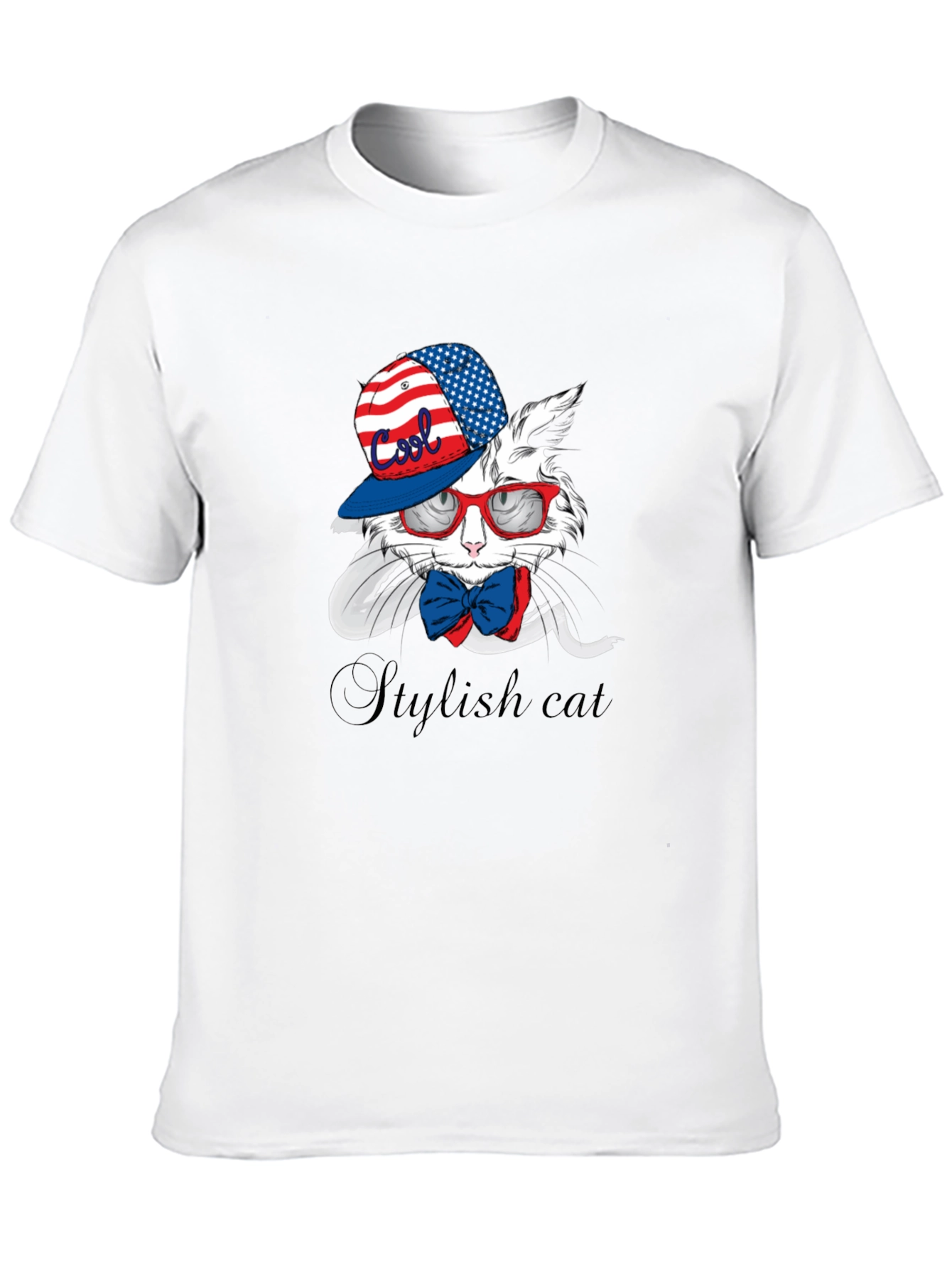 Cool Stylish Cat T-Shirt - Patriotic Design