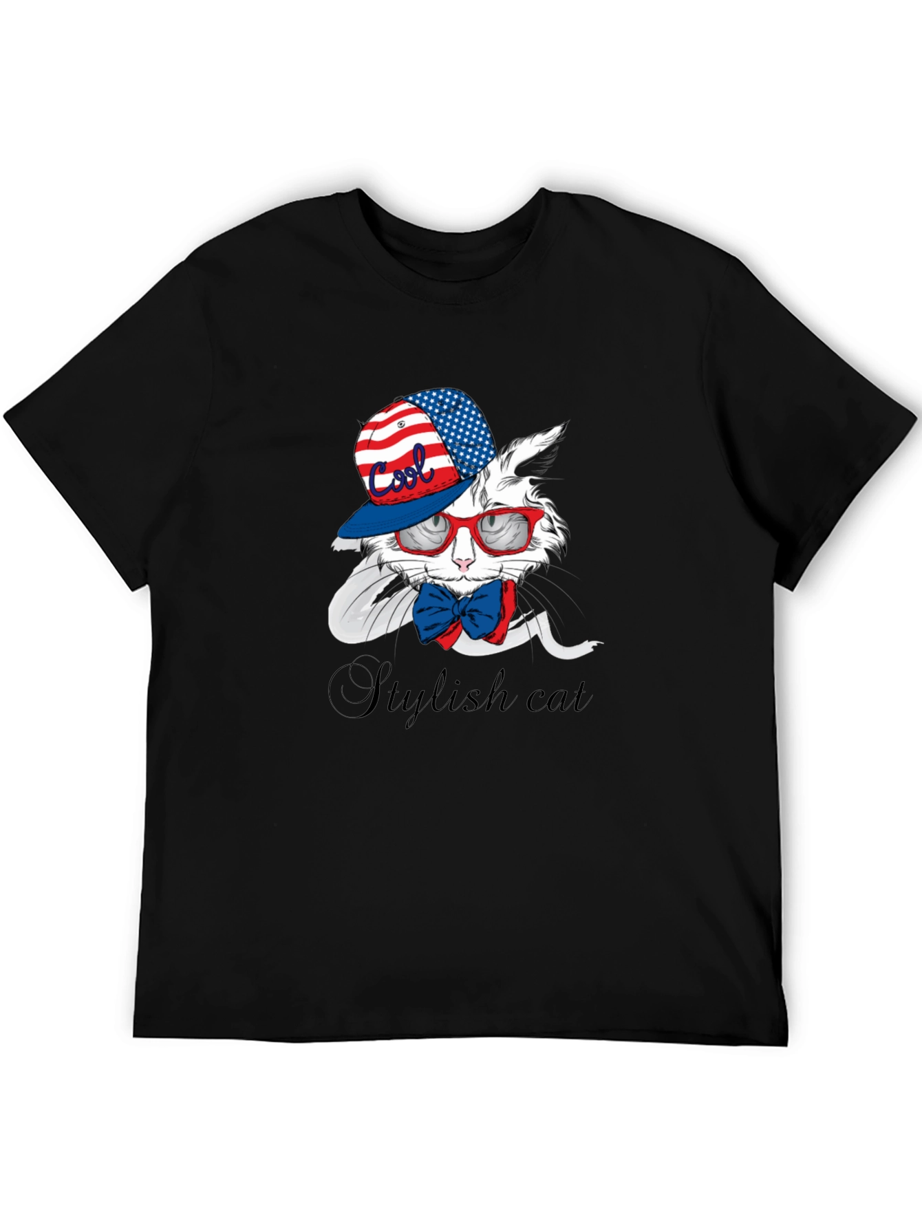 Cool Stylish Cat T-Shirt - Patriotic Design