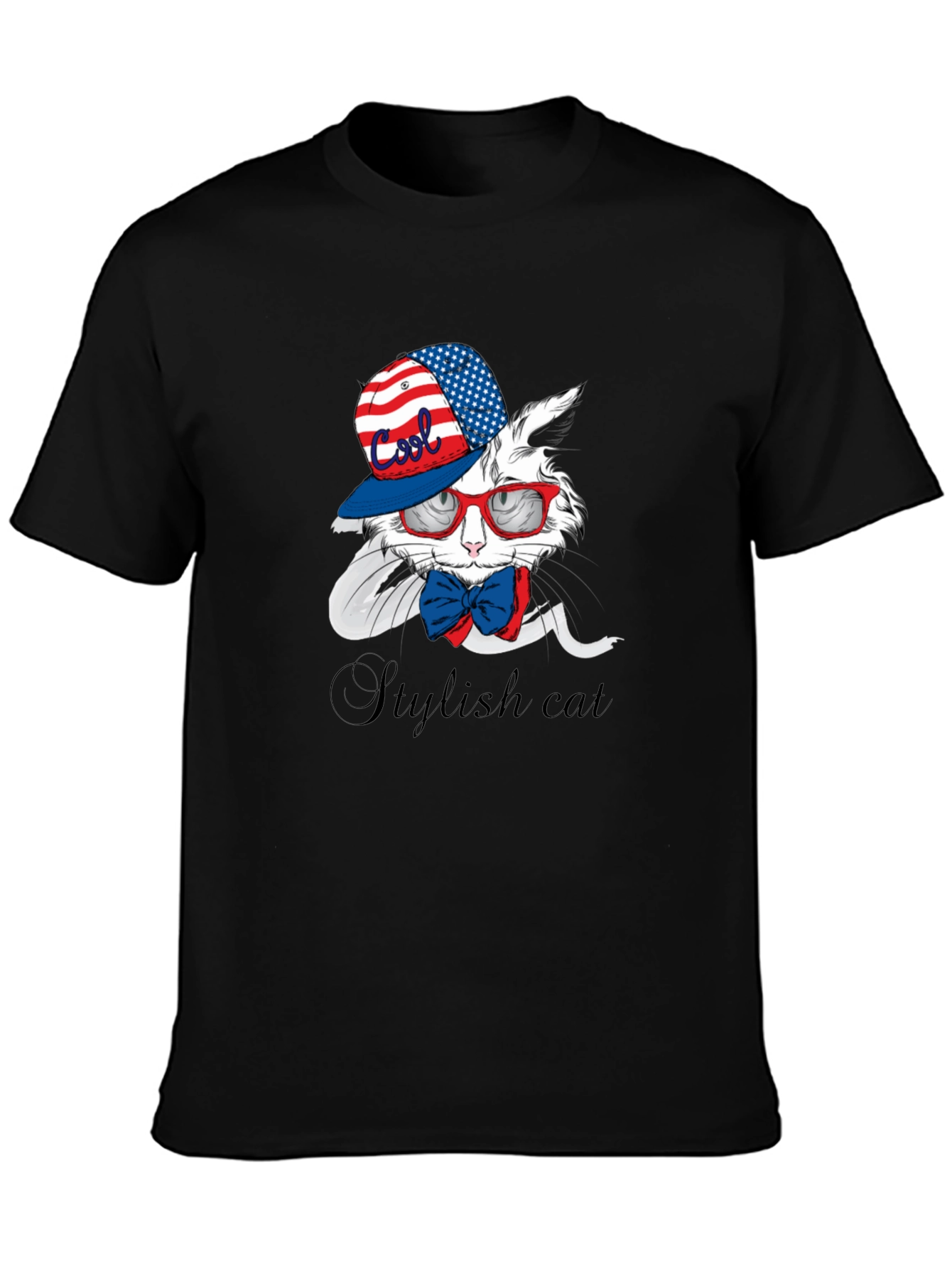 Cool Stylish Cat T-Shirt - Patriotic Design