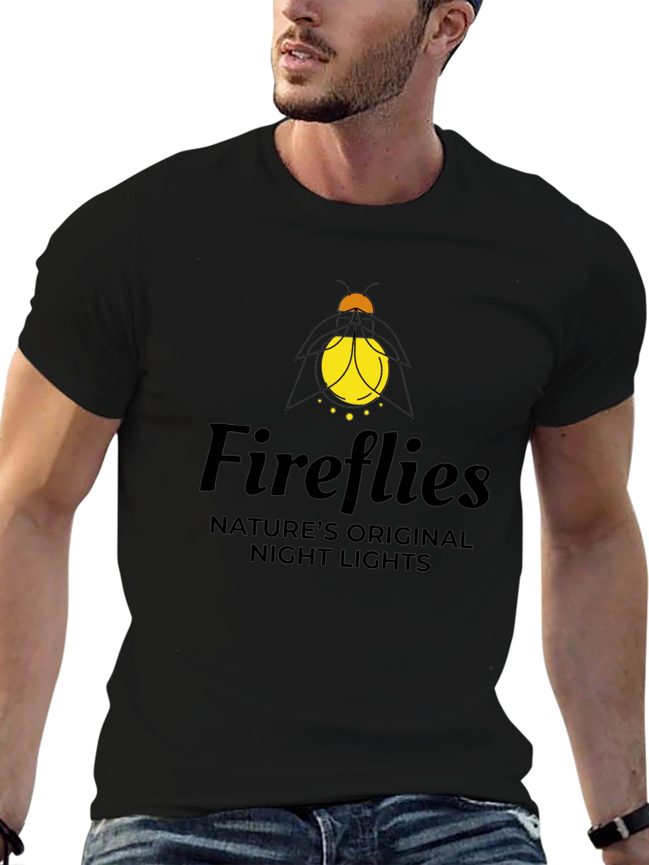 Fireflies Natures Night Lights Black T-Shirt