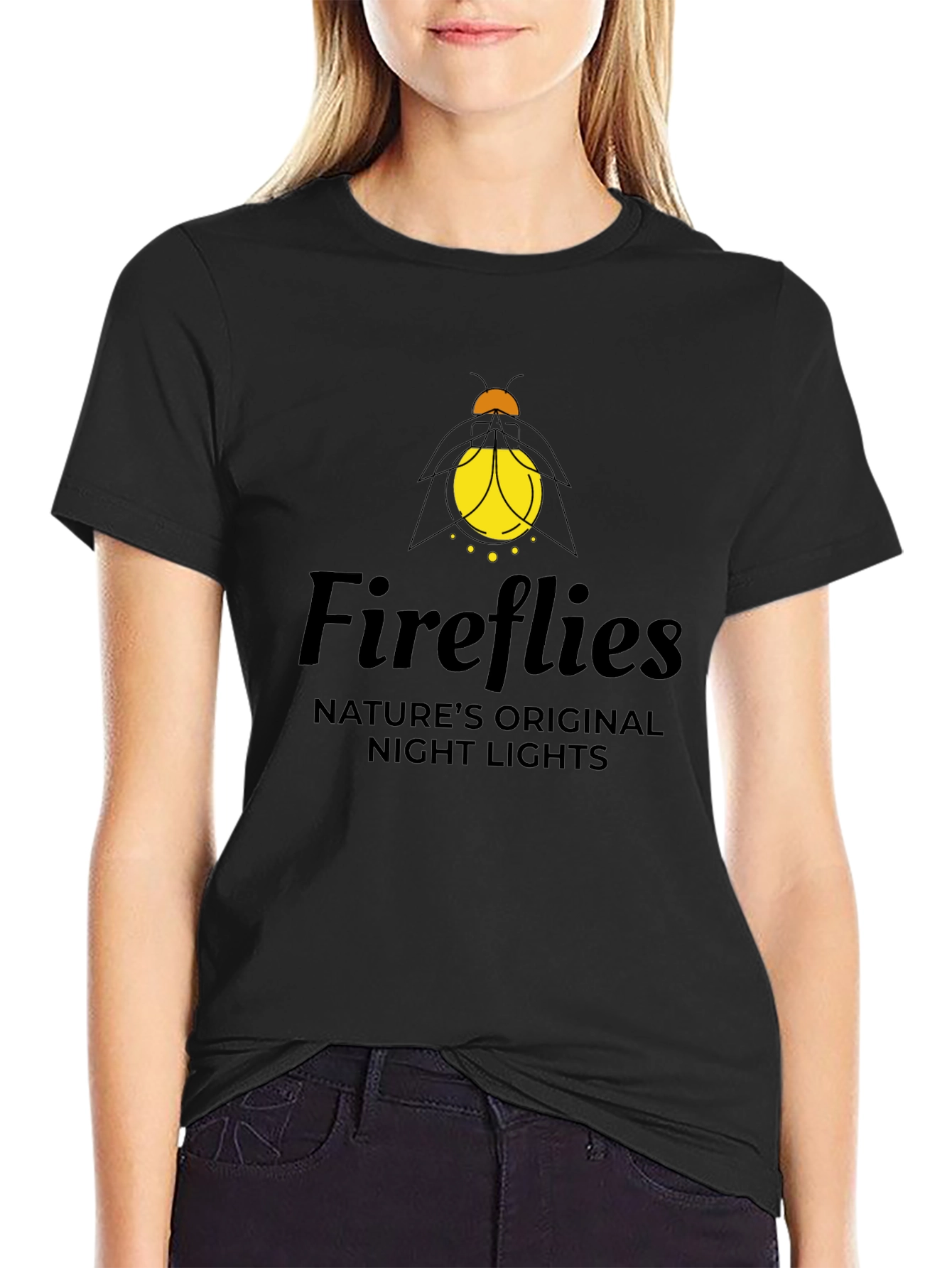 Fireflies Natures Night Lights Black T-Shirt
