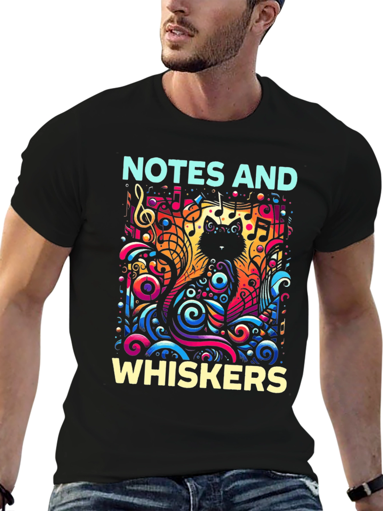 Notes and Whiskers Graphic Tee