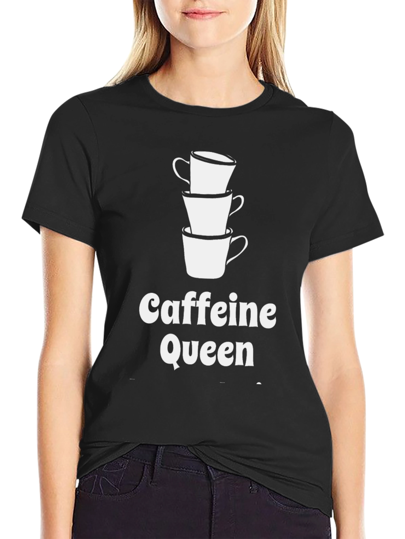 Caffeine Queen Graphic Tee - Stacked Coffee Cups