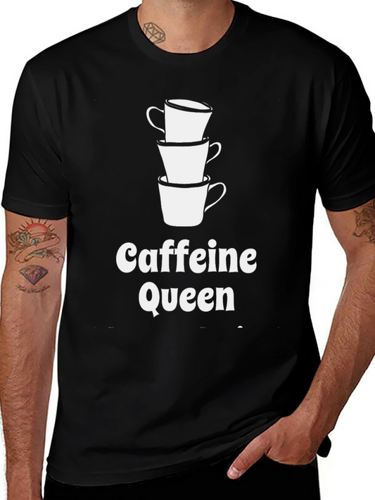 Caffeine Queen Graphic Tee - Stacked Coffee Cups