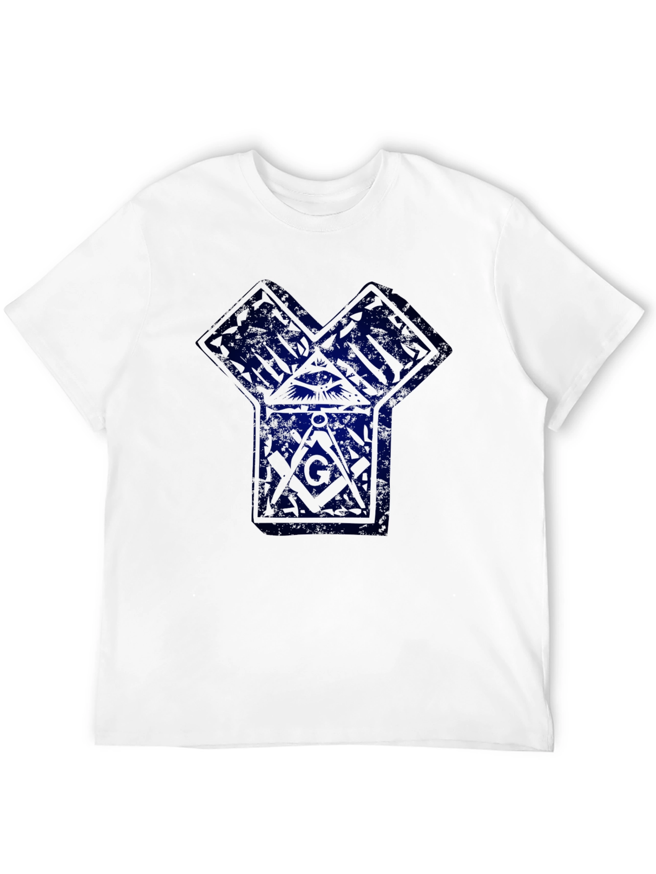 Geometric Masonic Graphic Print Black T-Shirt