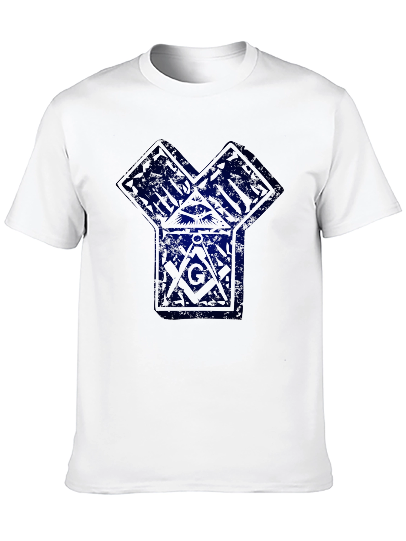 Geometric Masonic Graphic Print Black T-Shirt