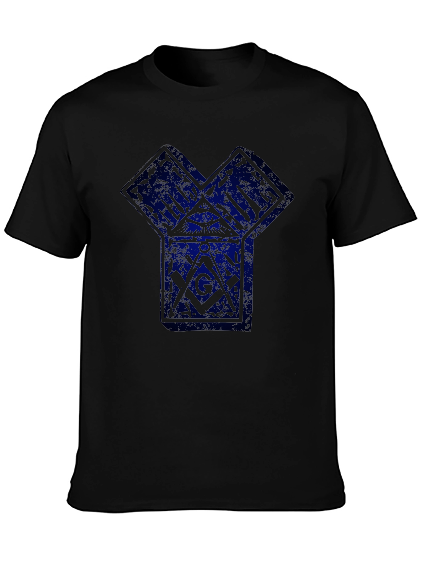 Geometric Masonic Graphic Print Black T-Shirt