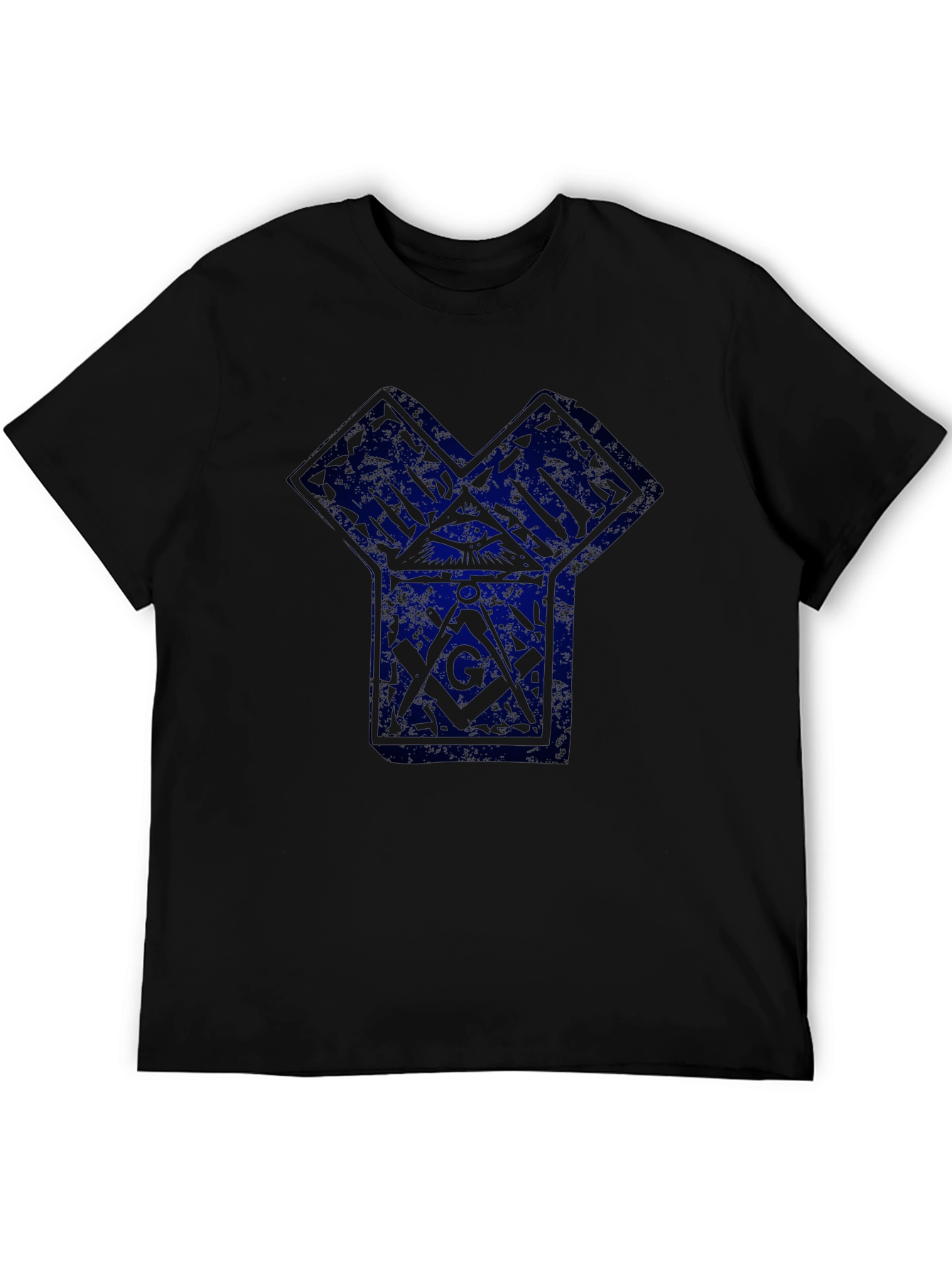 Geometric Masonic Graphic Print Black T-Shirt