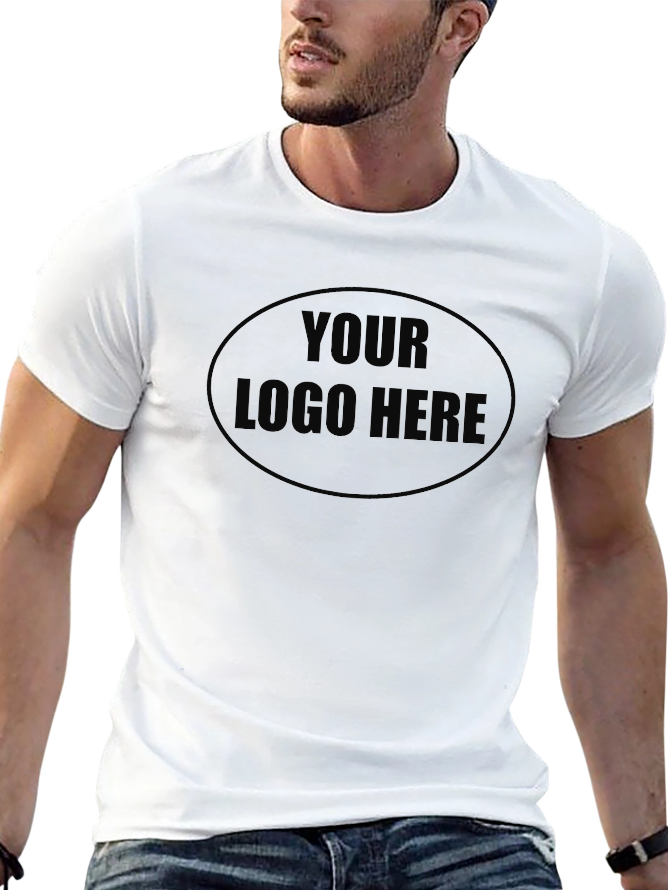 Mens Black Custom Logo T-Shirt - Casual Comfort