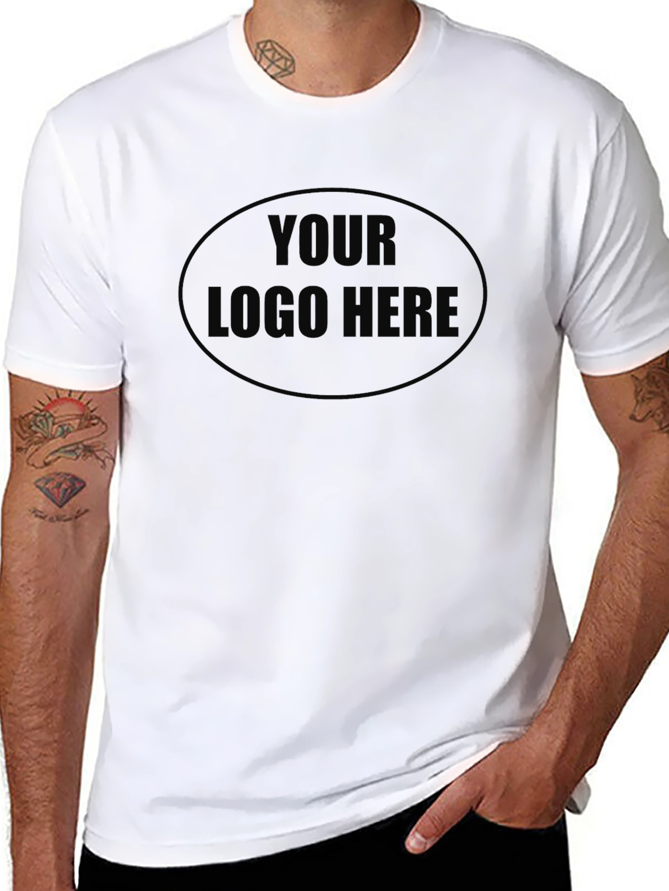 Mens Black Custom Logo T-Shirt - Casual Comfort