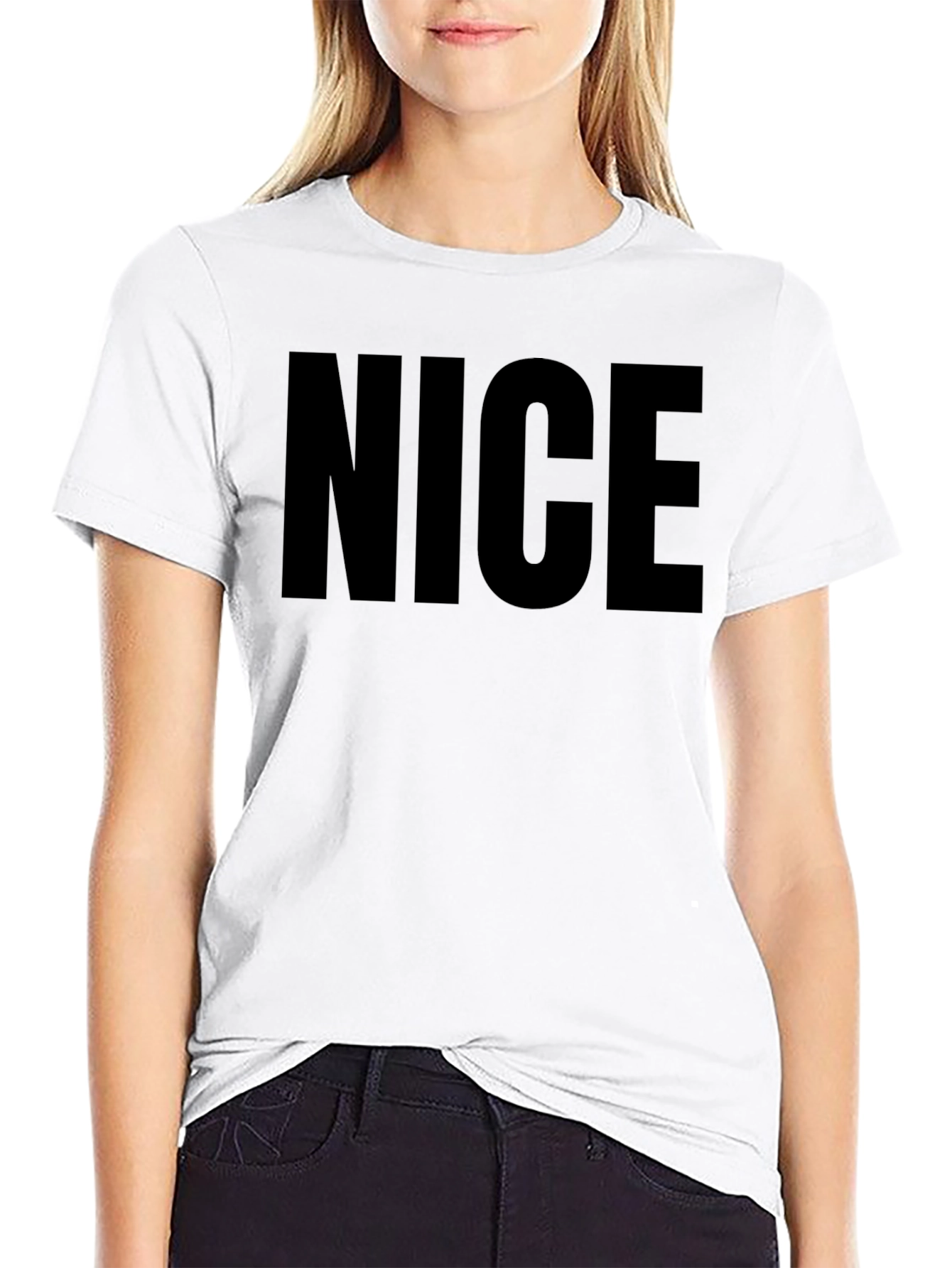 Mens NICE Graphic Print Black T-Shirt