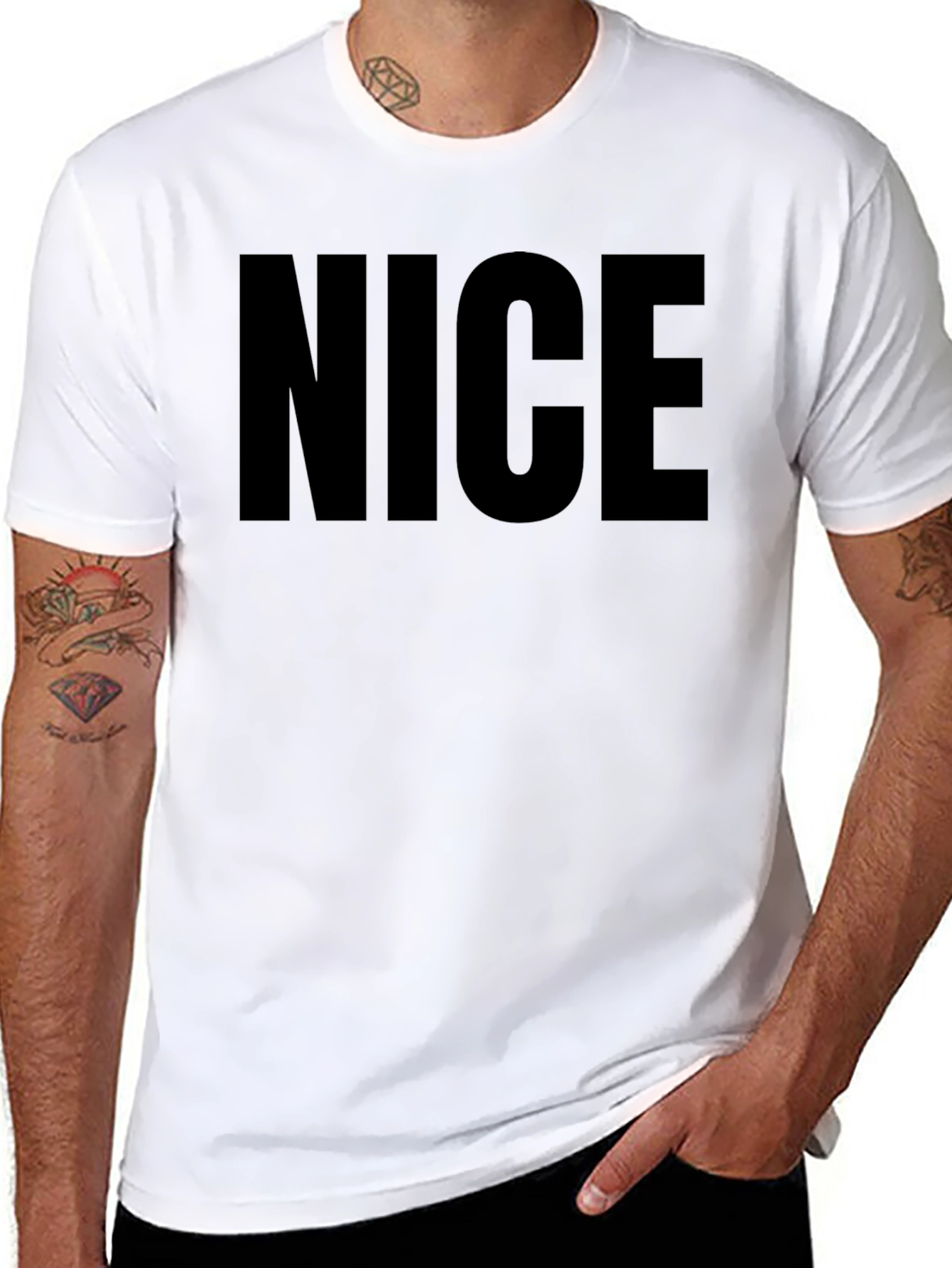 Mens NICE Graphic Print Black T-Shirt