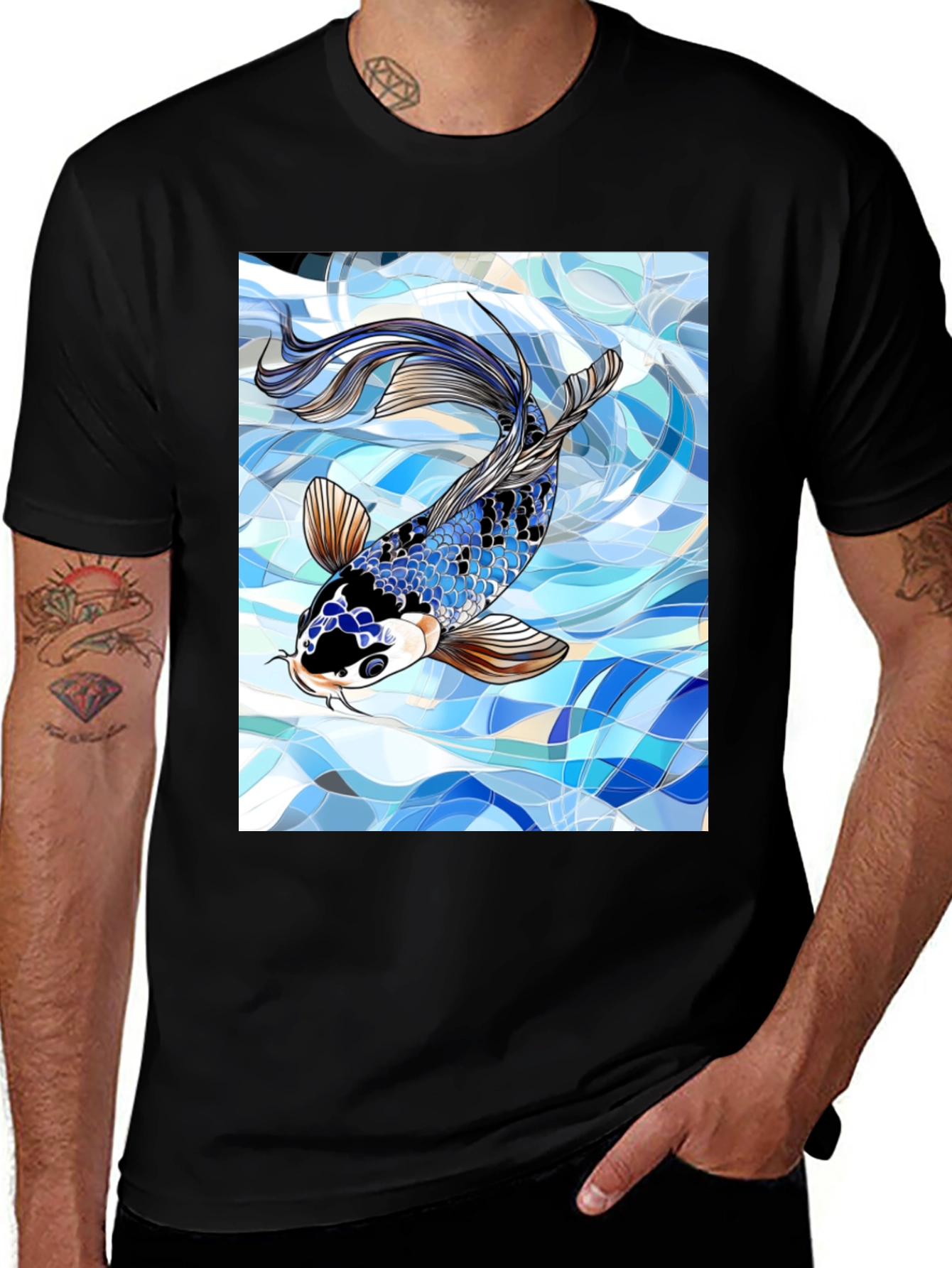 Koi Fish Graphic Black T-Shirt