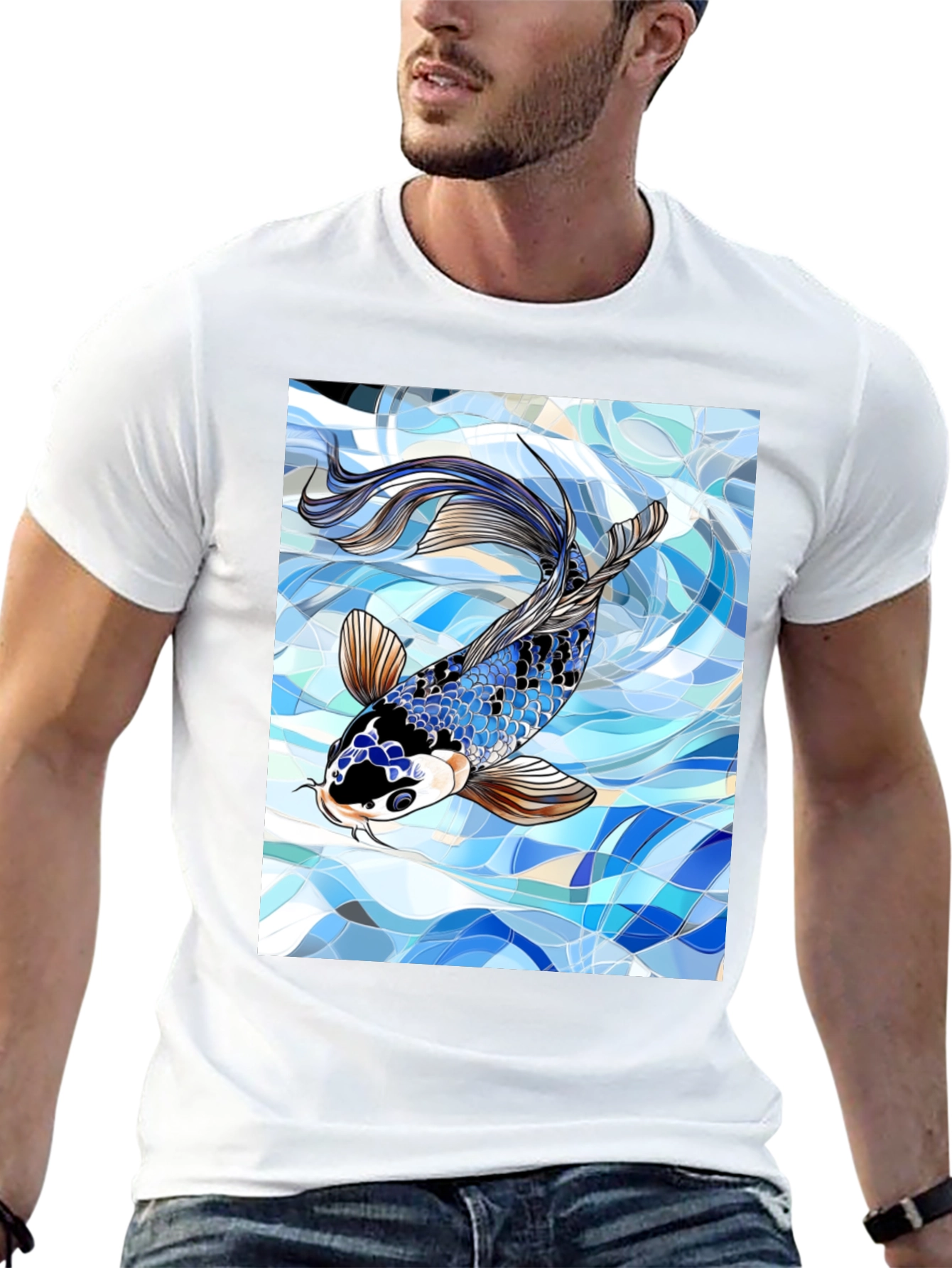 Koi Fish Graphic Black T-Shirt
