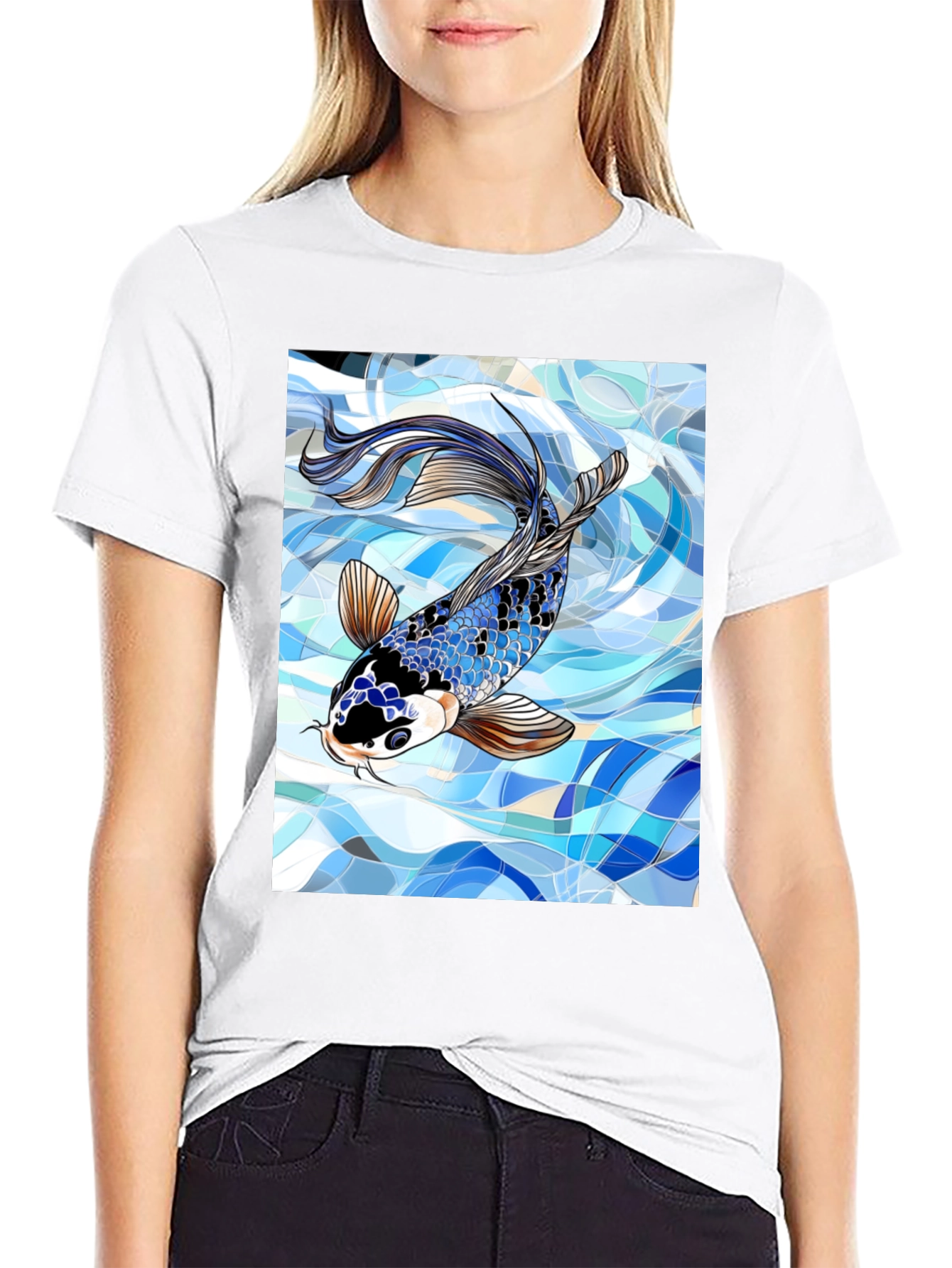 Koi Fish Graphic Black T-Shirt