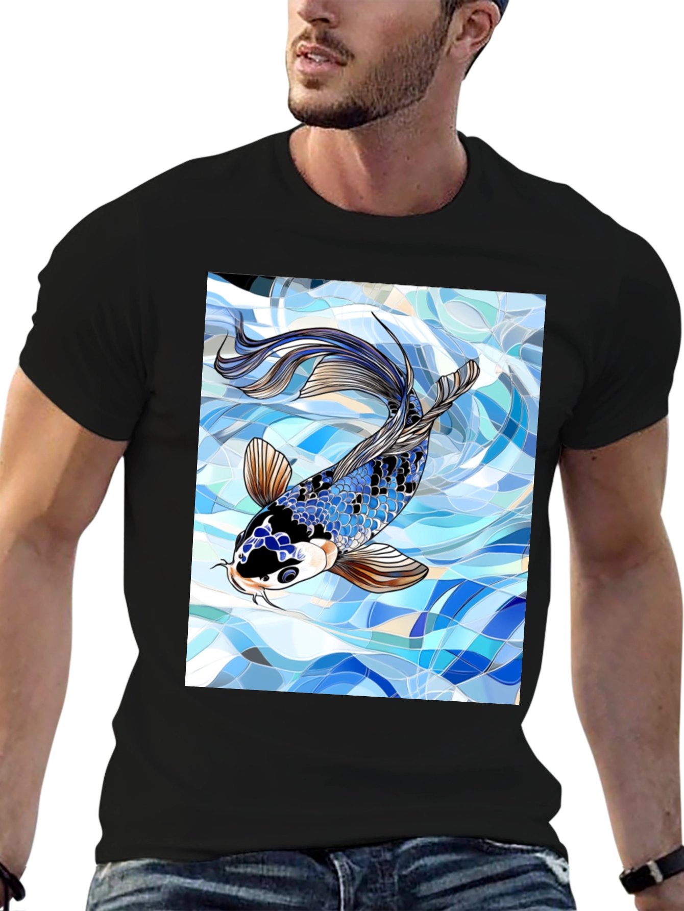 Koi Fish Graphic Black T-Shirt