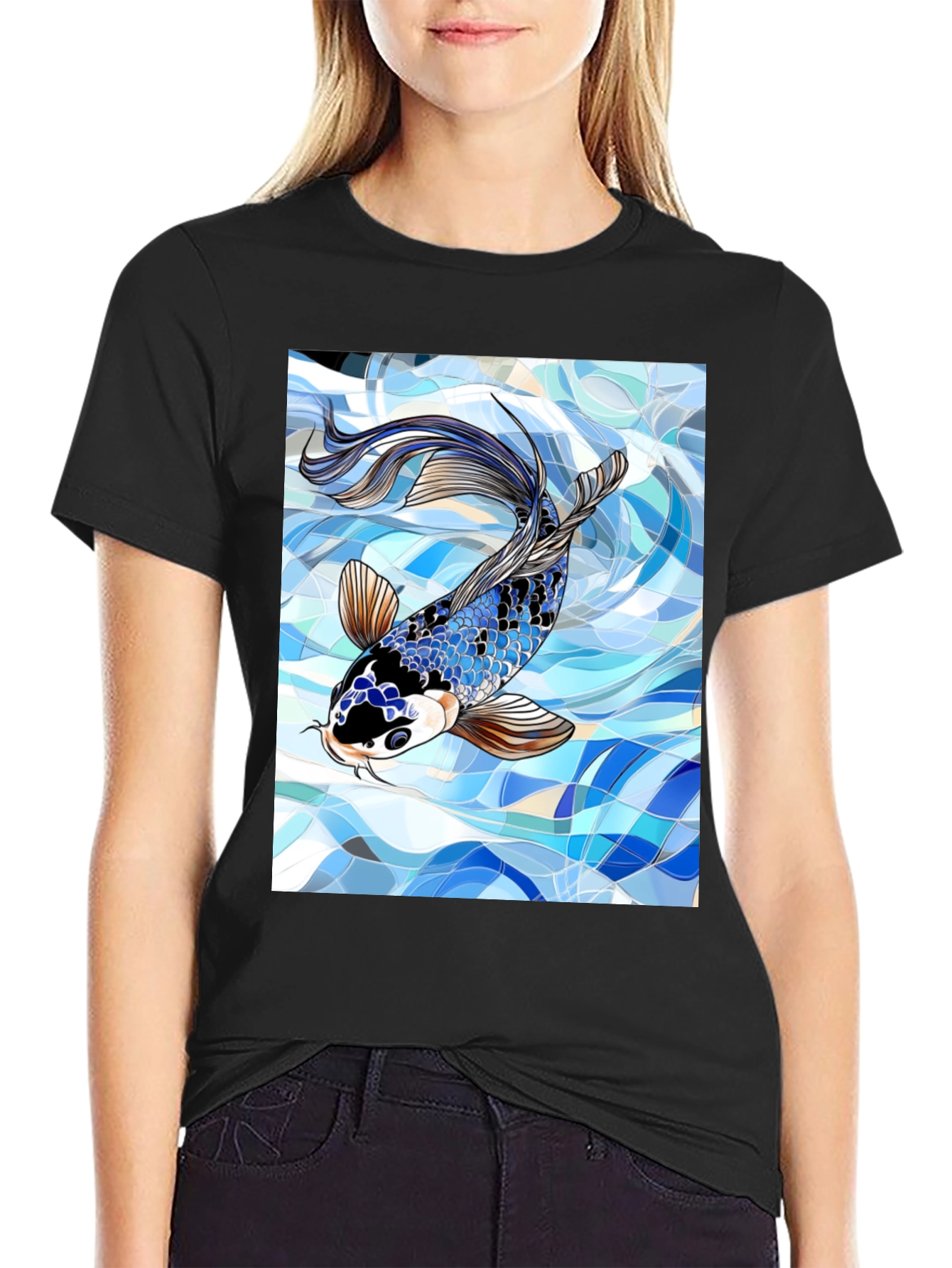 Koi Fish Graphic Black T-Shirt