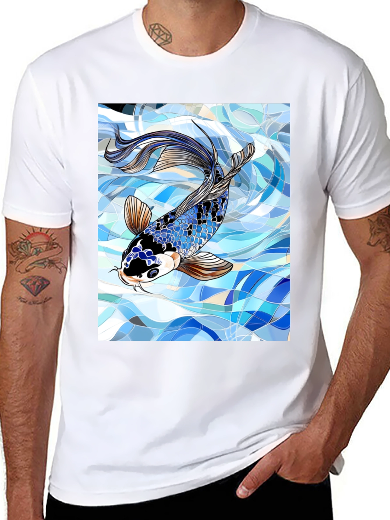 Koi Fish Graphic Black T-Shirt