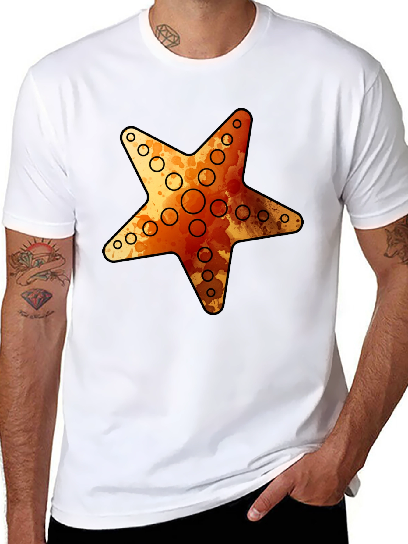 Starfish Graphic Tee - Coastal Style Black T-Shirt