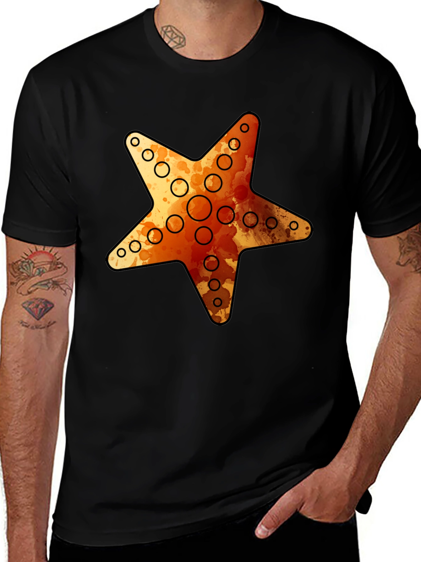 Starfish Graphic Tee - Coastal Style Black T-Shirt