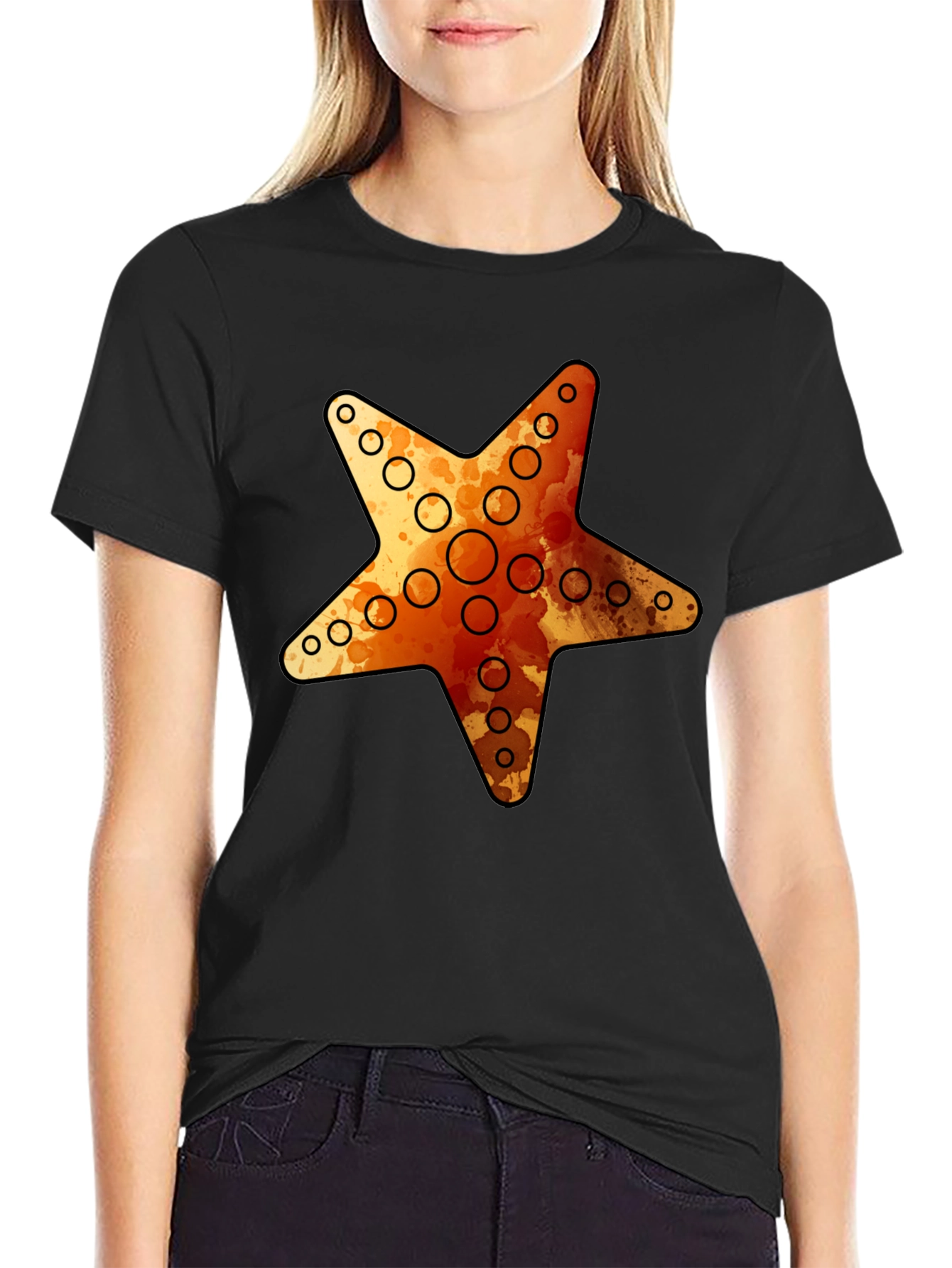 Starfish Graphic Tee - Coastal Style Black T-Shirt