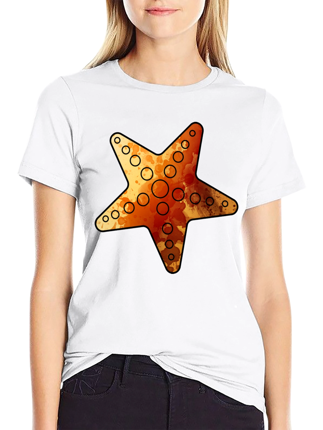 Starfish Graphic Tee - Coastal Style Black T-Shirt