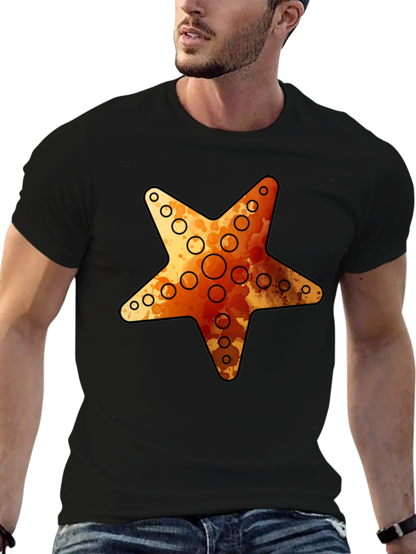 Starfish Graphic Tee - Coastal Style Black T-Shirt