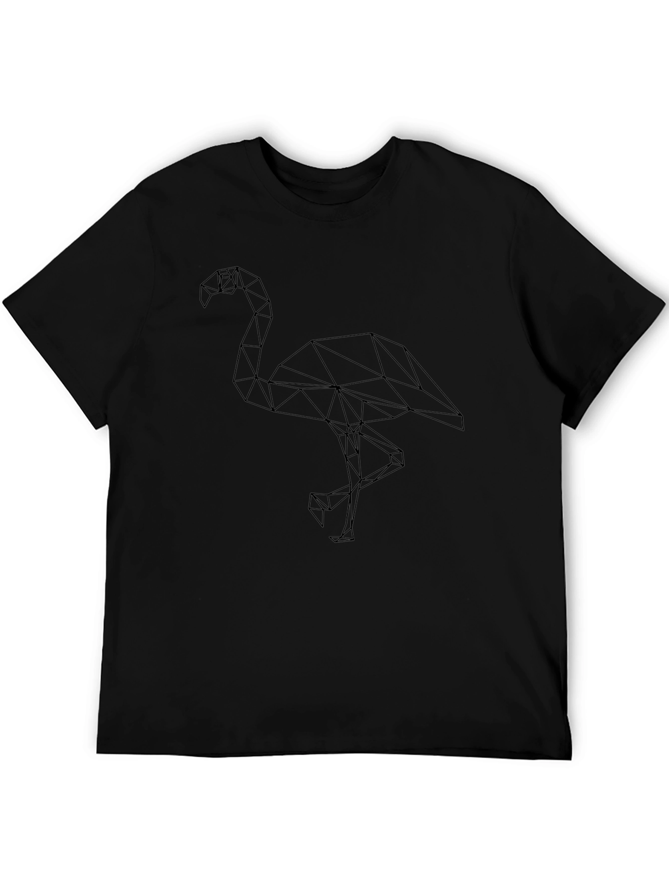 Geometric Flamingo Black T-Shirt - Stylish and Modern
